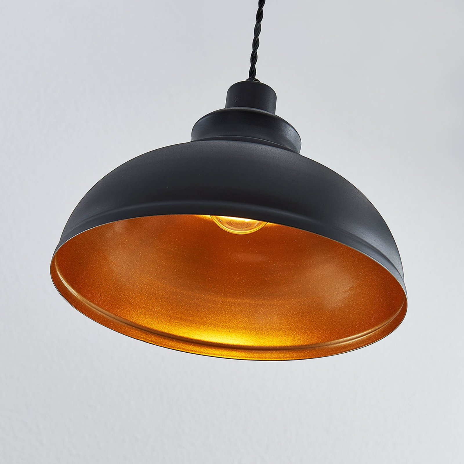 Albertine vintage függő lámpa, fém, fekete