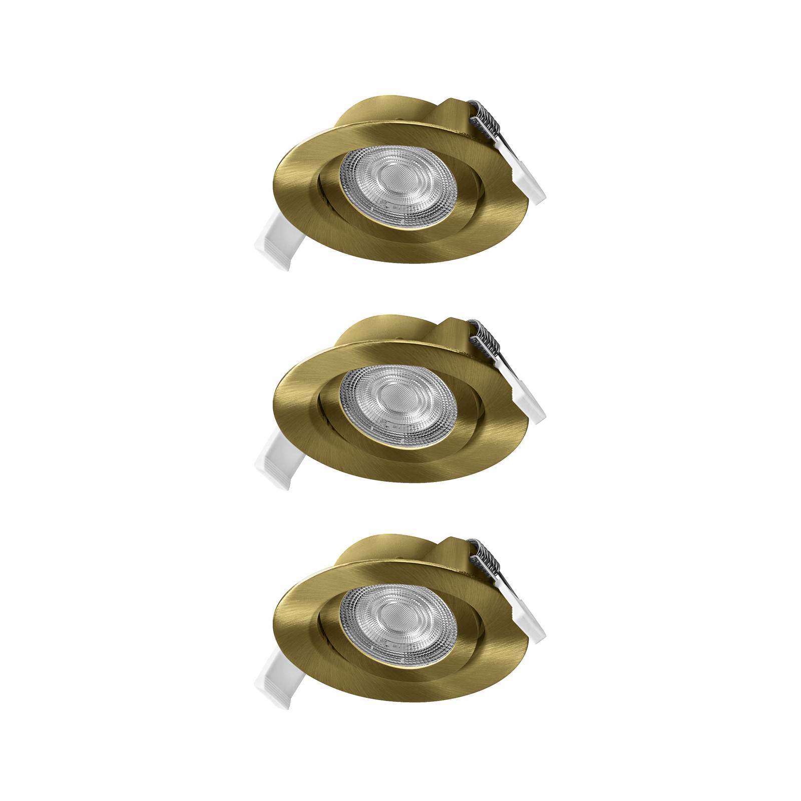 OSRAM LED-Einbauspot 3er-Set, clickdim, 40°, messing Ø 9 cm