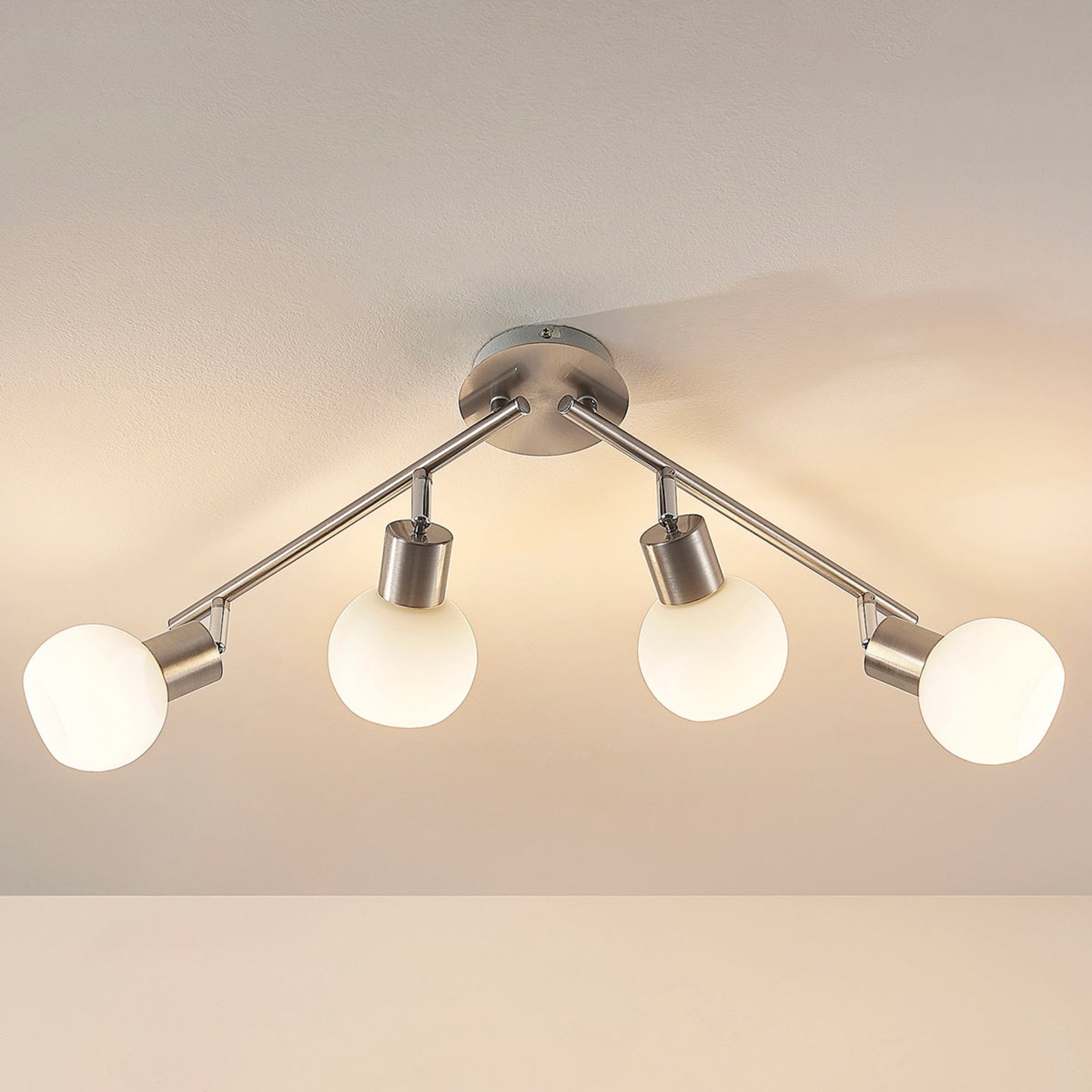 Elaina ceiling lamp four-bulb, matt nickel