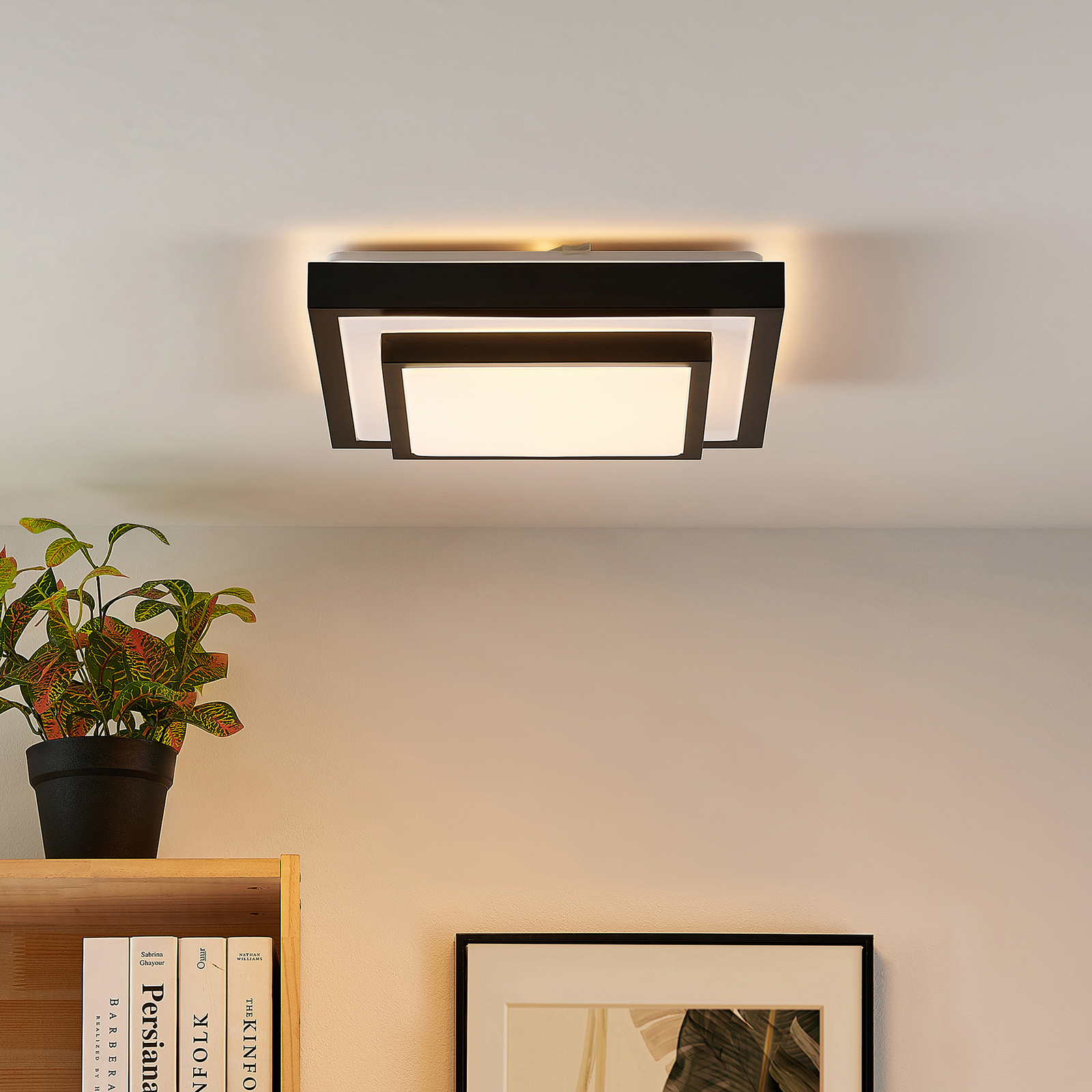 Lindby Vilho LED-Deckenleuchte, eckig, 37,5 cm