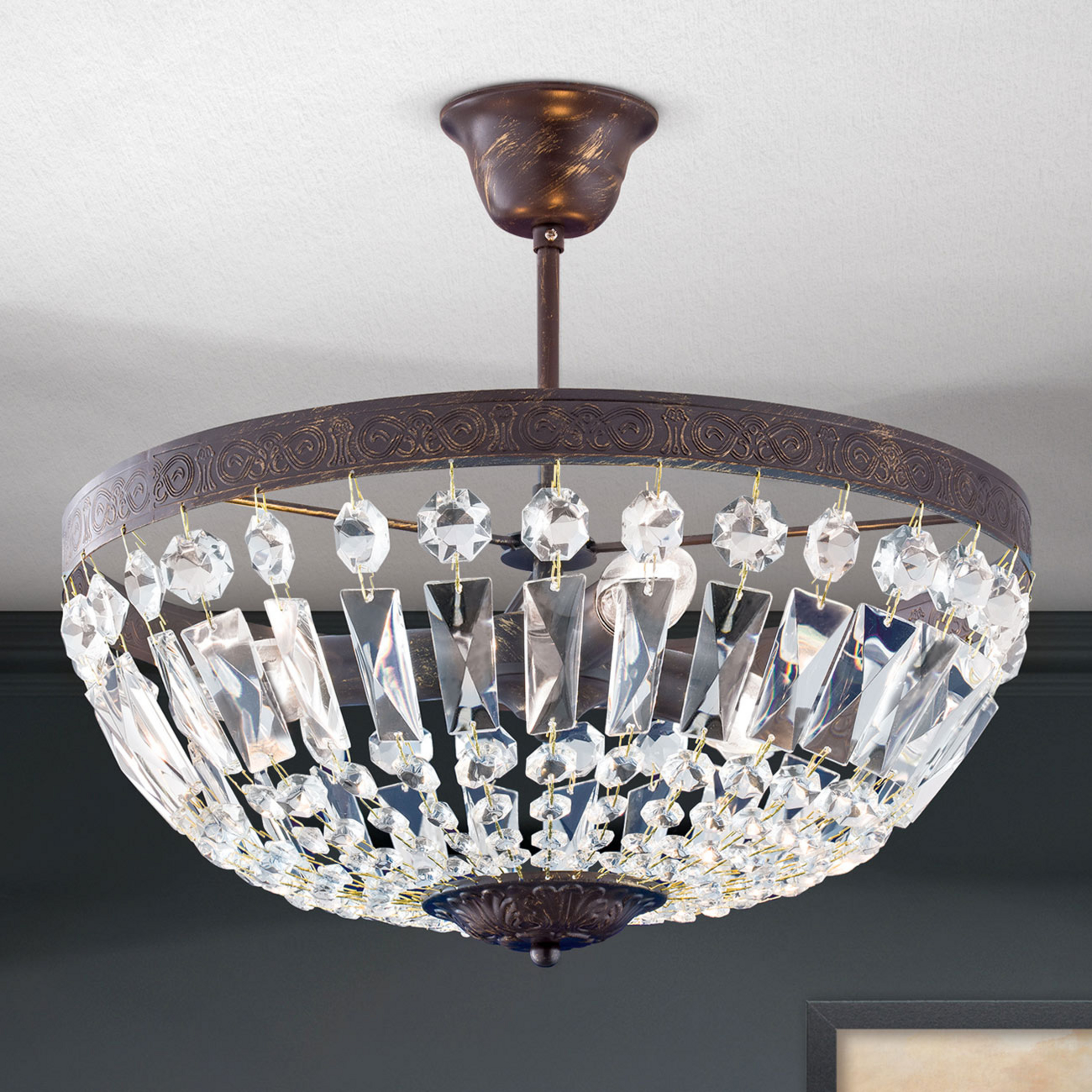 Arila taklampe, krystallkjeder, Ø 40 cm