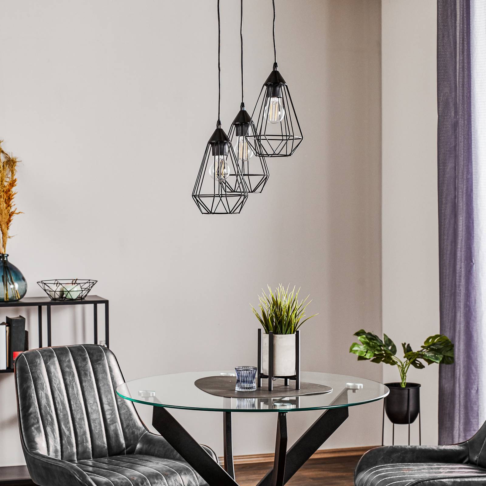 3-Punktowa, vintage – lampa wisząca Tarbes, czarna