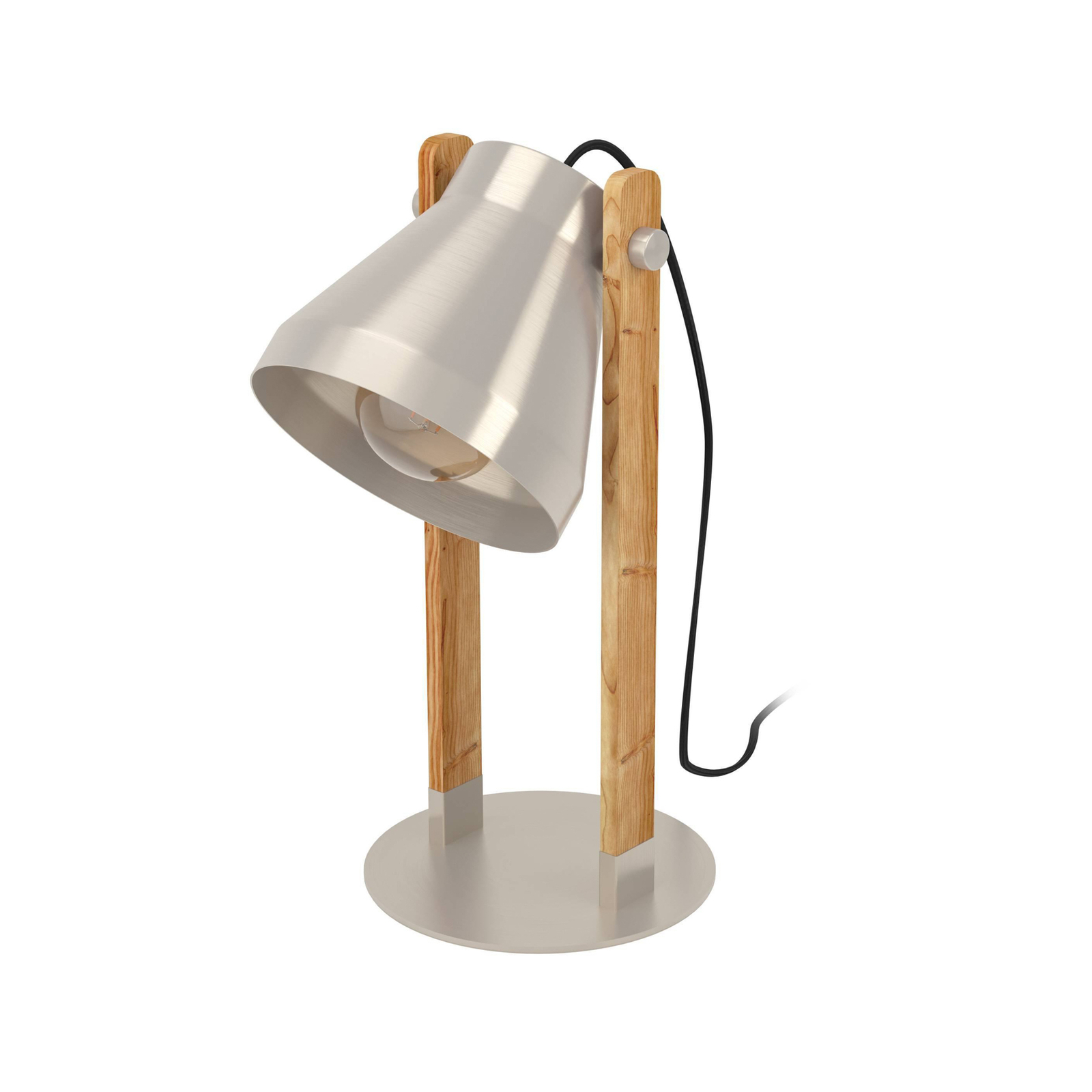 Stolová lampa Cawton, výška 38 cm, oceľ/hnedá, oceľ/drevo