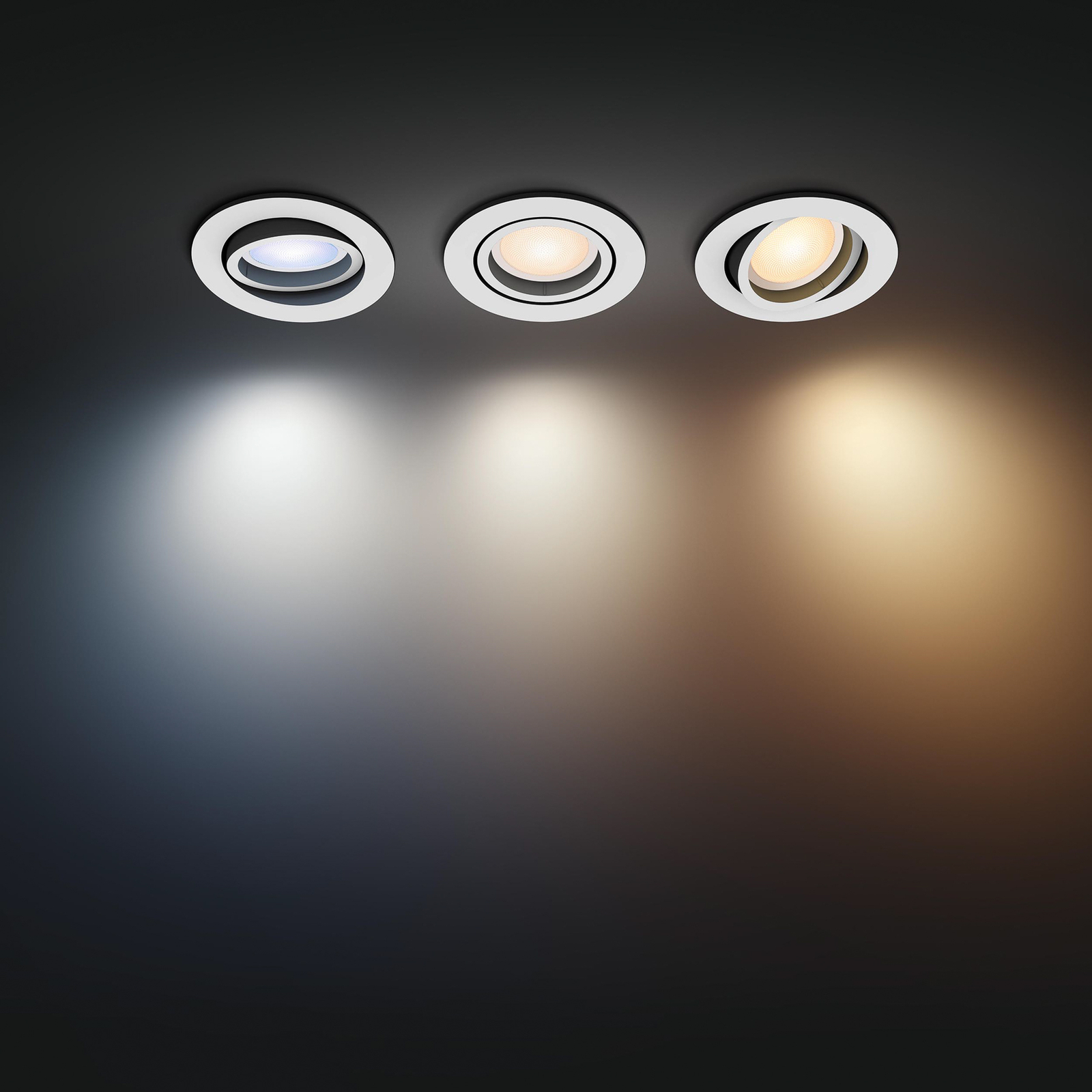 Philips Hue Milliskin LED recessed spotlight 3 round white | Lights.co.uk