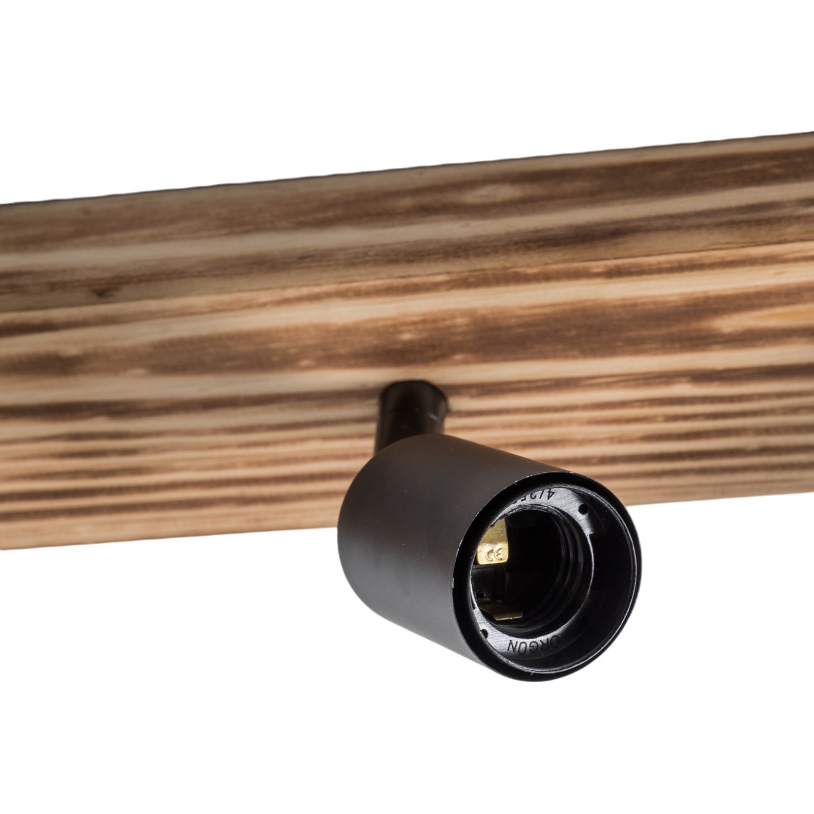 Plafondspot Duarte, 3-lamps, houtkleurig/zwart, hout