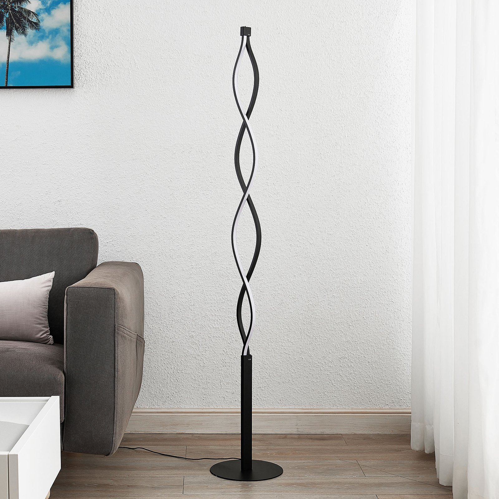 Welina LED Vloerlamp Matt Black - Lindby