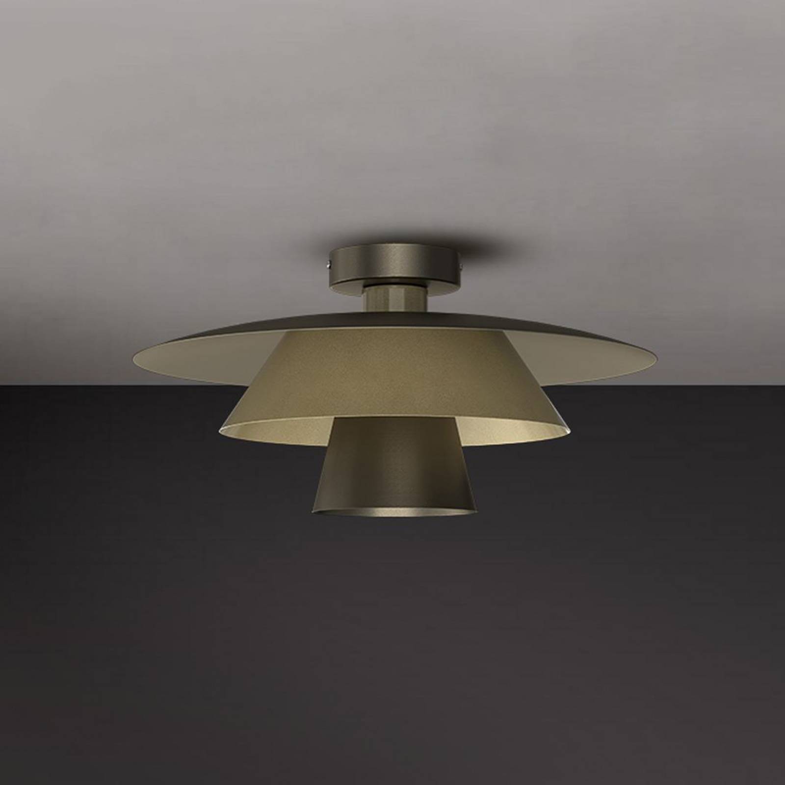 Deckenleuchte Plato, titan/goldfarben, Metall, Ø 38 cm, E27 günstig online kaufen