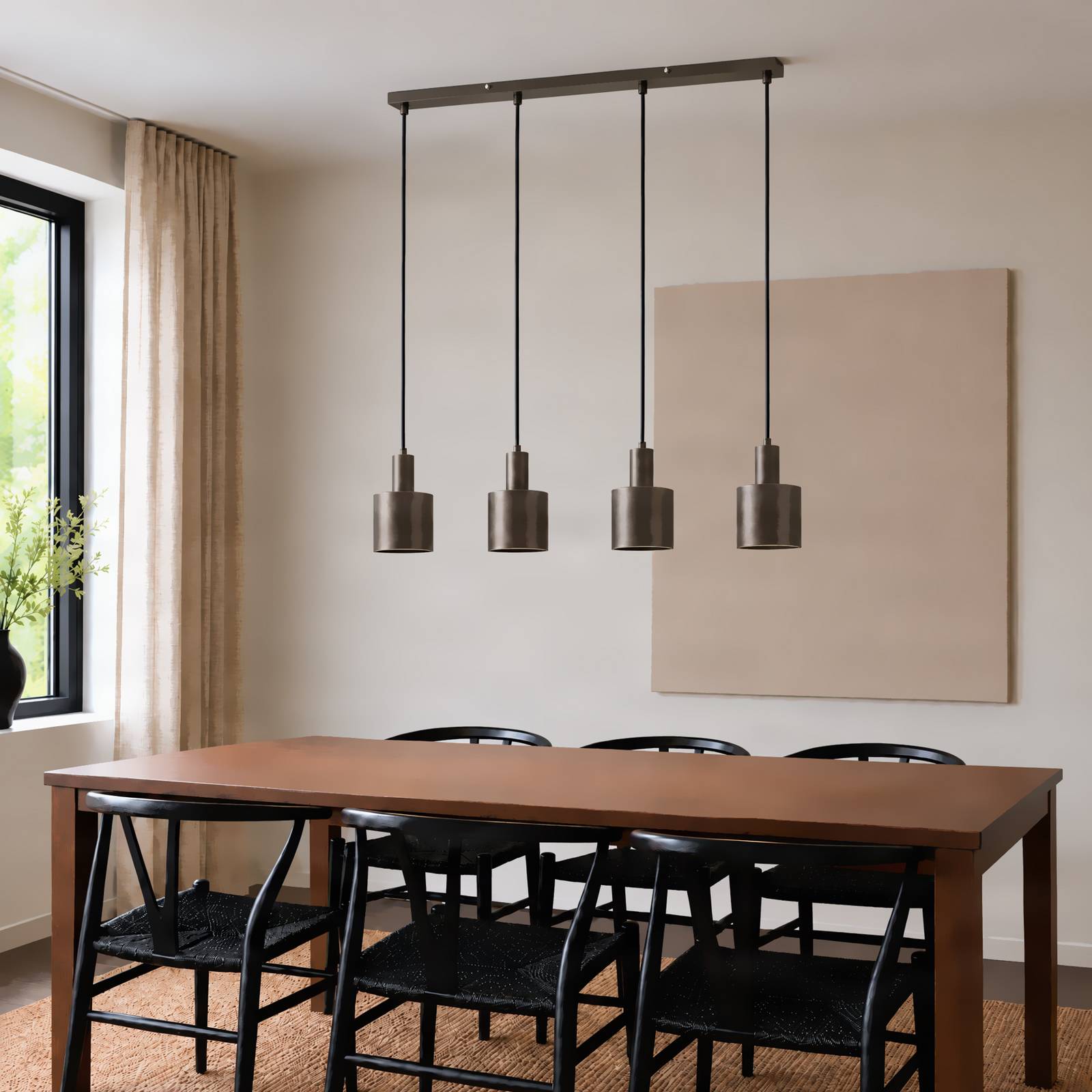 Żyrandol Lindby Ovelia, brązowy, 4-punktowy, metalowy, E27