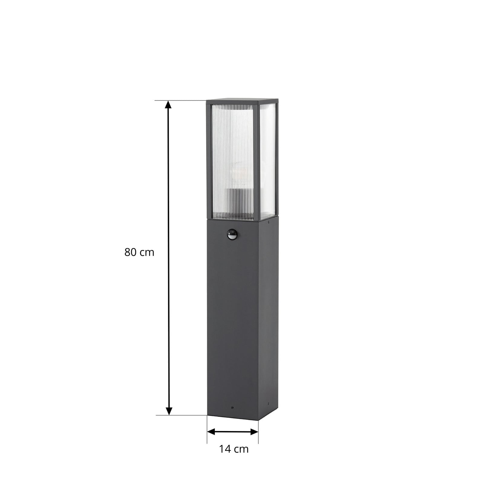 Peldar Wegeleuchte, 80 cm, anthrazit/geriffelt, Sensor - Lindby