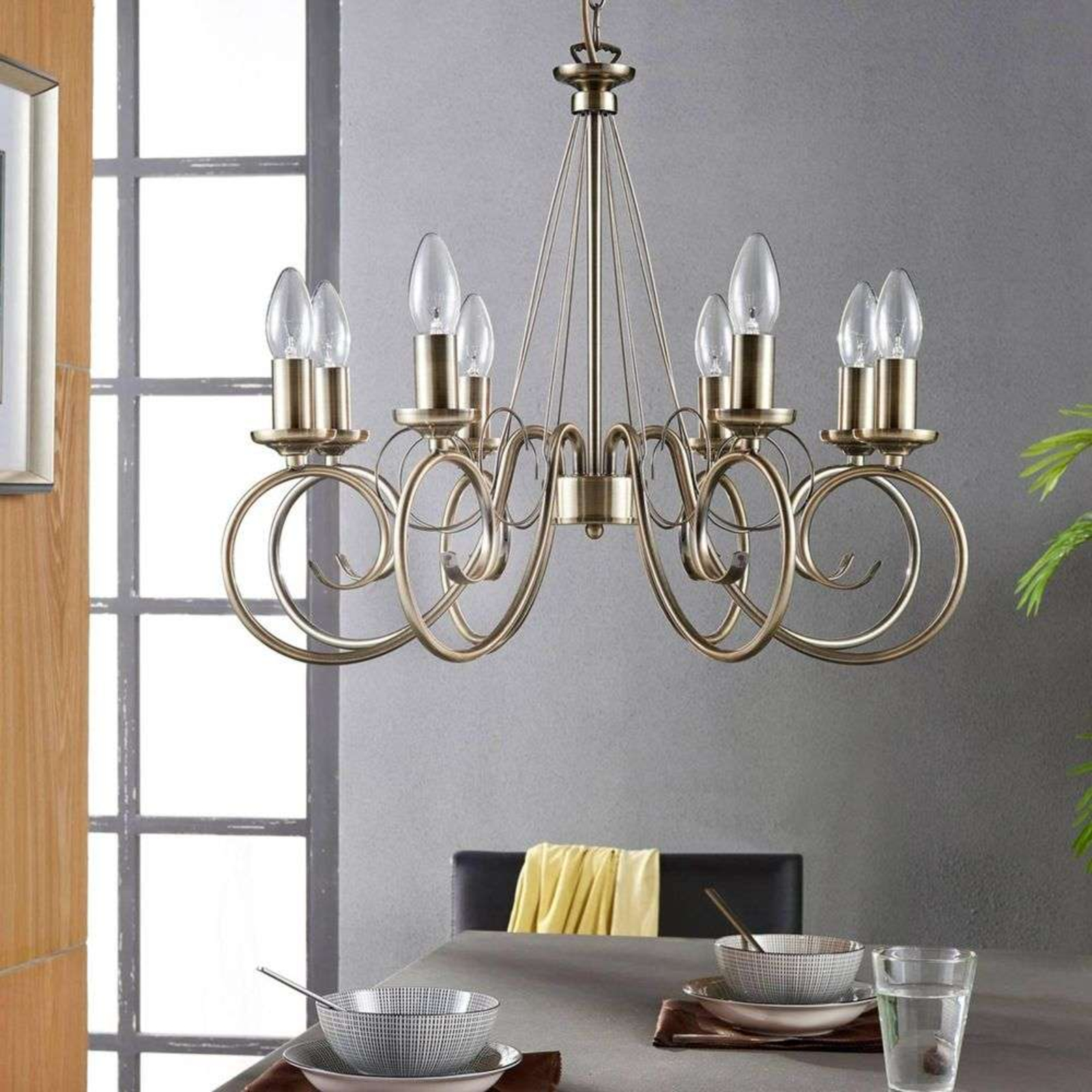Marnia 8 Kroonluchter Antique Brass - Lindby