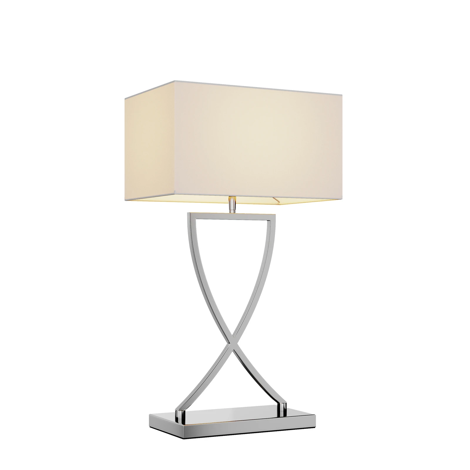 Lucande Tischleuchte Evaine, chrom/weiß, Metall, 66 cm, E27
