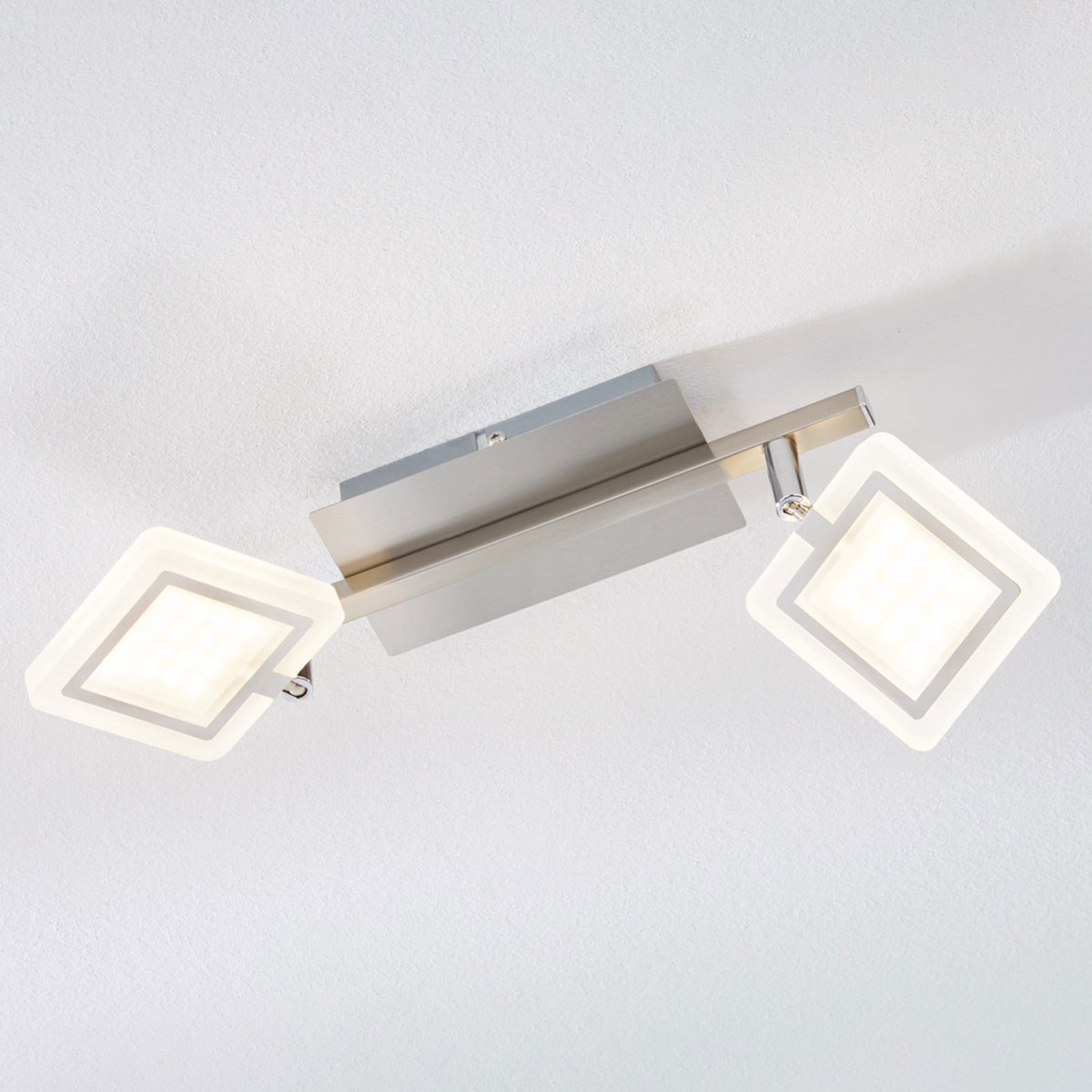 Lindby Evelina LED ceiling spotlight, two-bulb, for Living / Dining Room, metal, plastic, 4 W, energy efficiency: A+, L: 27.5 cm, W: 9 cm, H: 16.5 cm