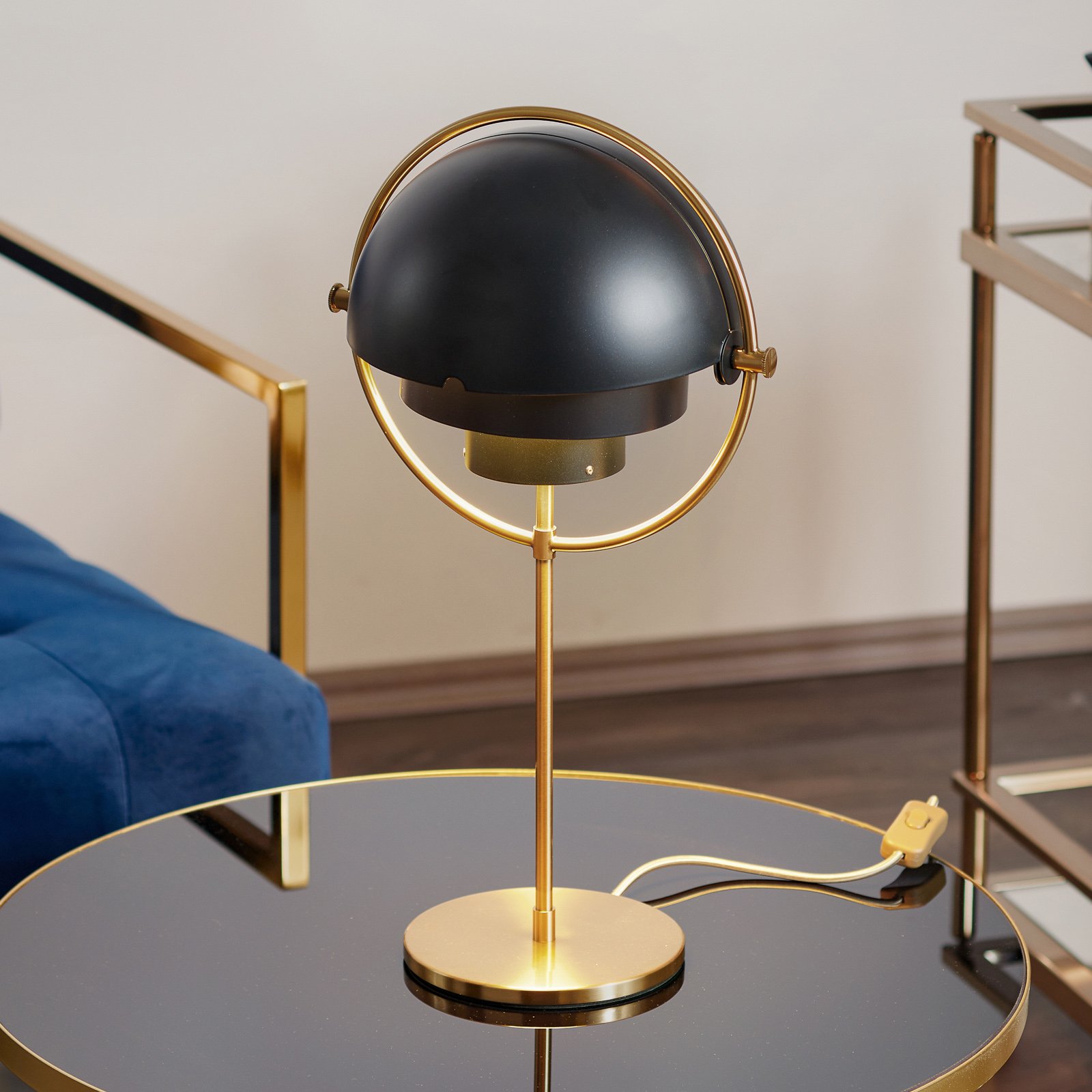GUBI Multi-Lite table lamp brass/black, for Living / Dining Room, steel, E14, 40 W, energy efficiency: A++, H: 50 cm