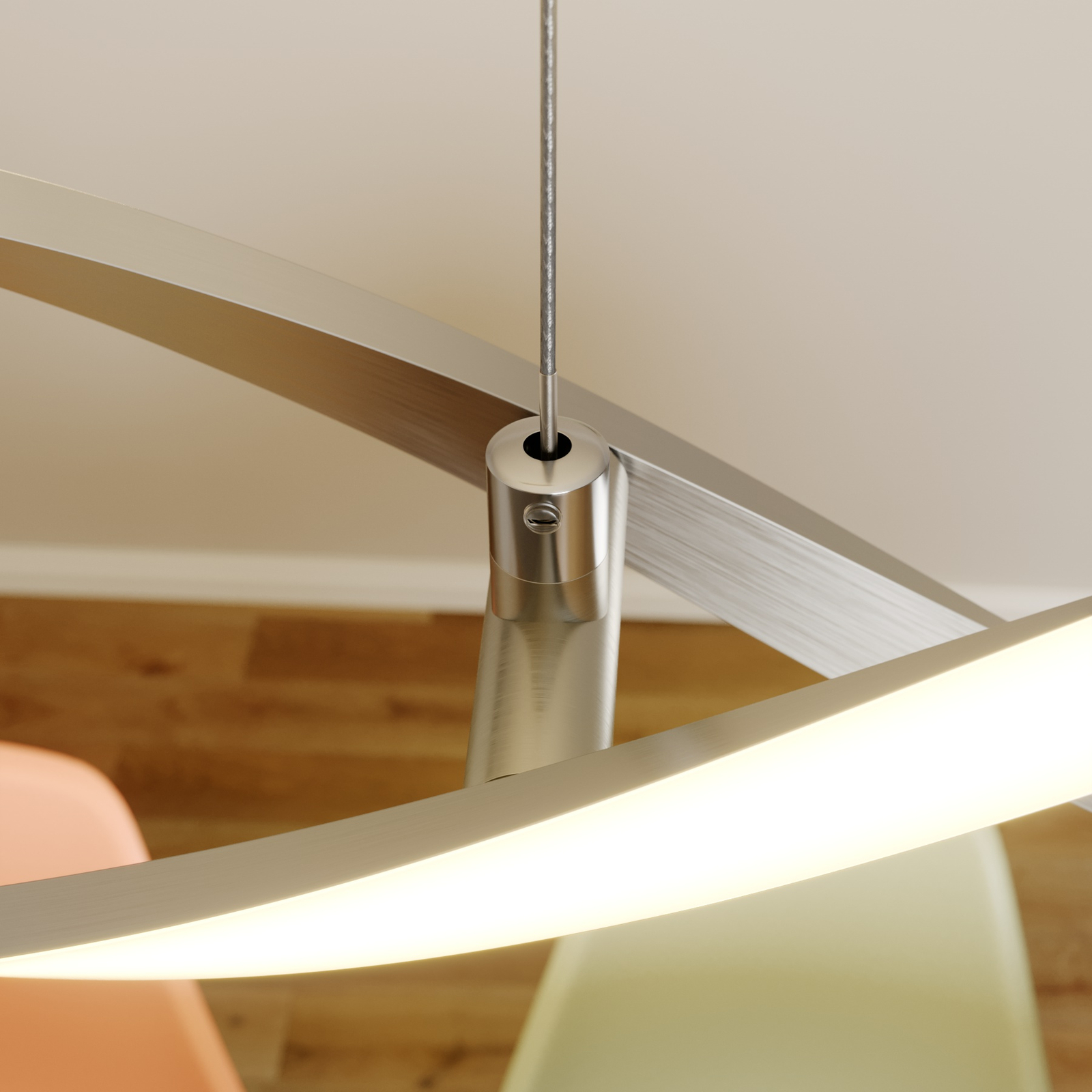 Lindby LED hanging light Auron, nickel-coloured, metal, dimmable
