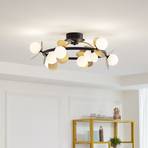 Lucande Pallo LED ceiling lamp, round, 9-bulb, black/gold
