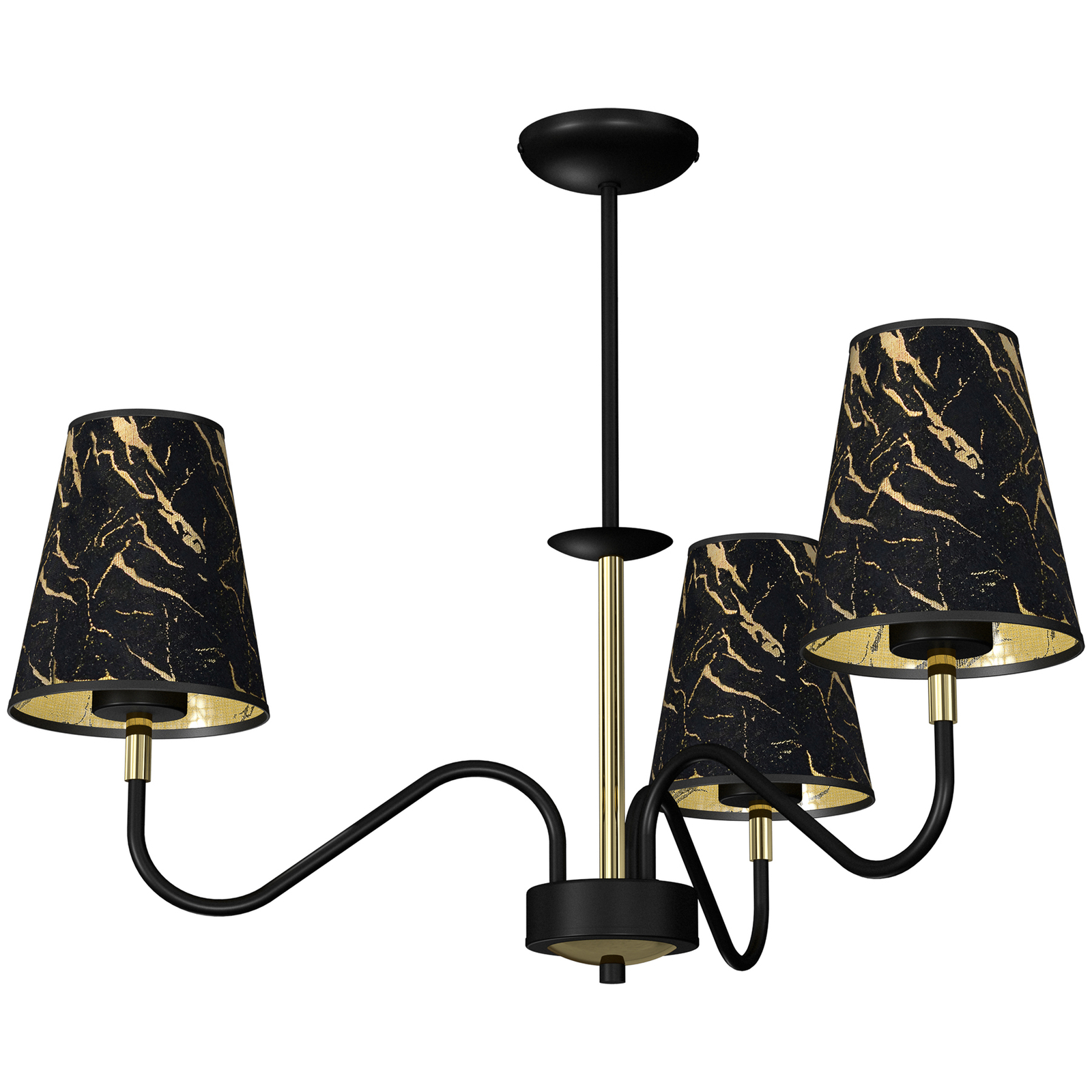 Plafondlamp Harmias zwart/goud 3-lamps