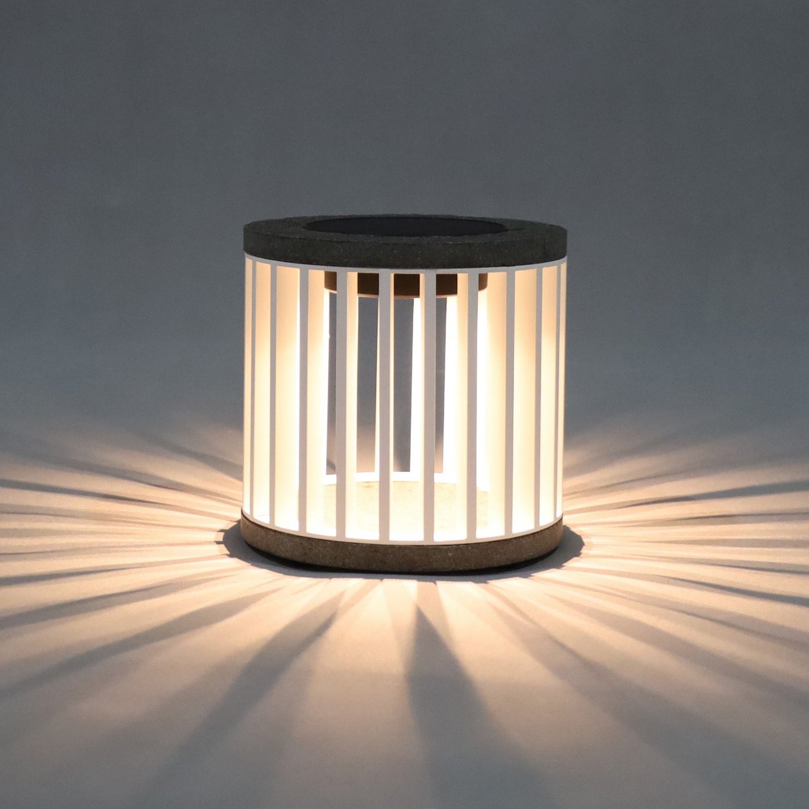 Les Jardins Lampe de table solaire LED Halo, blanc, alu/granite