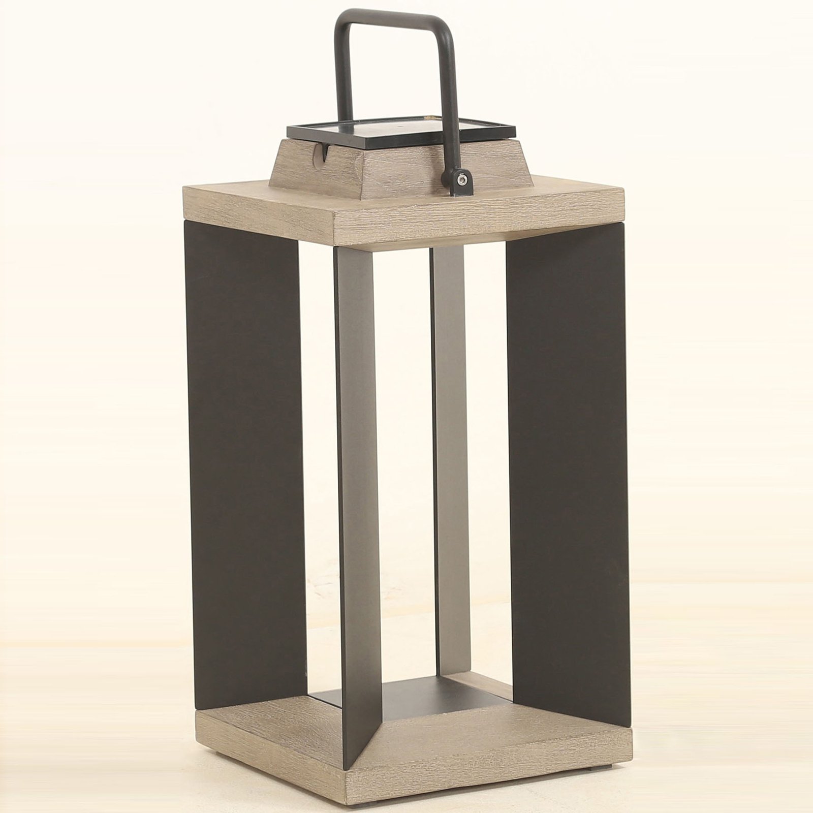 Teckalu solar lantern, Duratek/aluminium black, 45.5cm