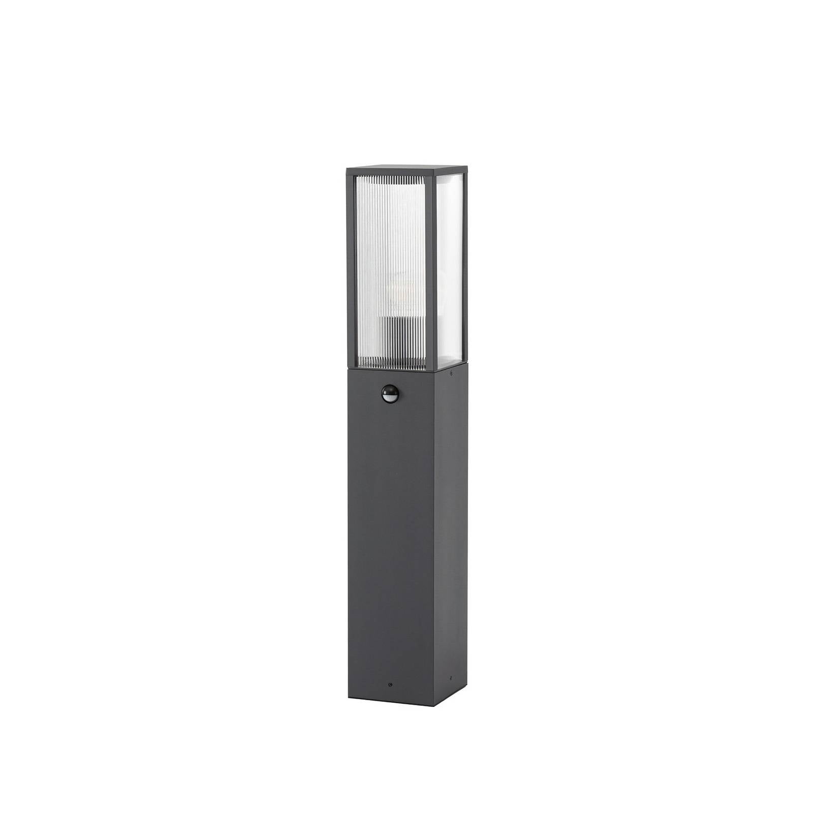 Lindby Wegeleuchte Peldar, anthrazit/geriffelt, 80cm, Sensor