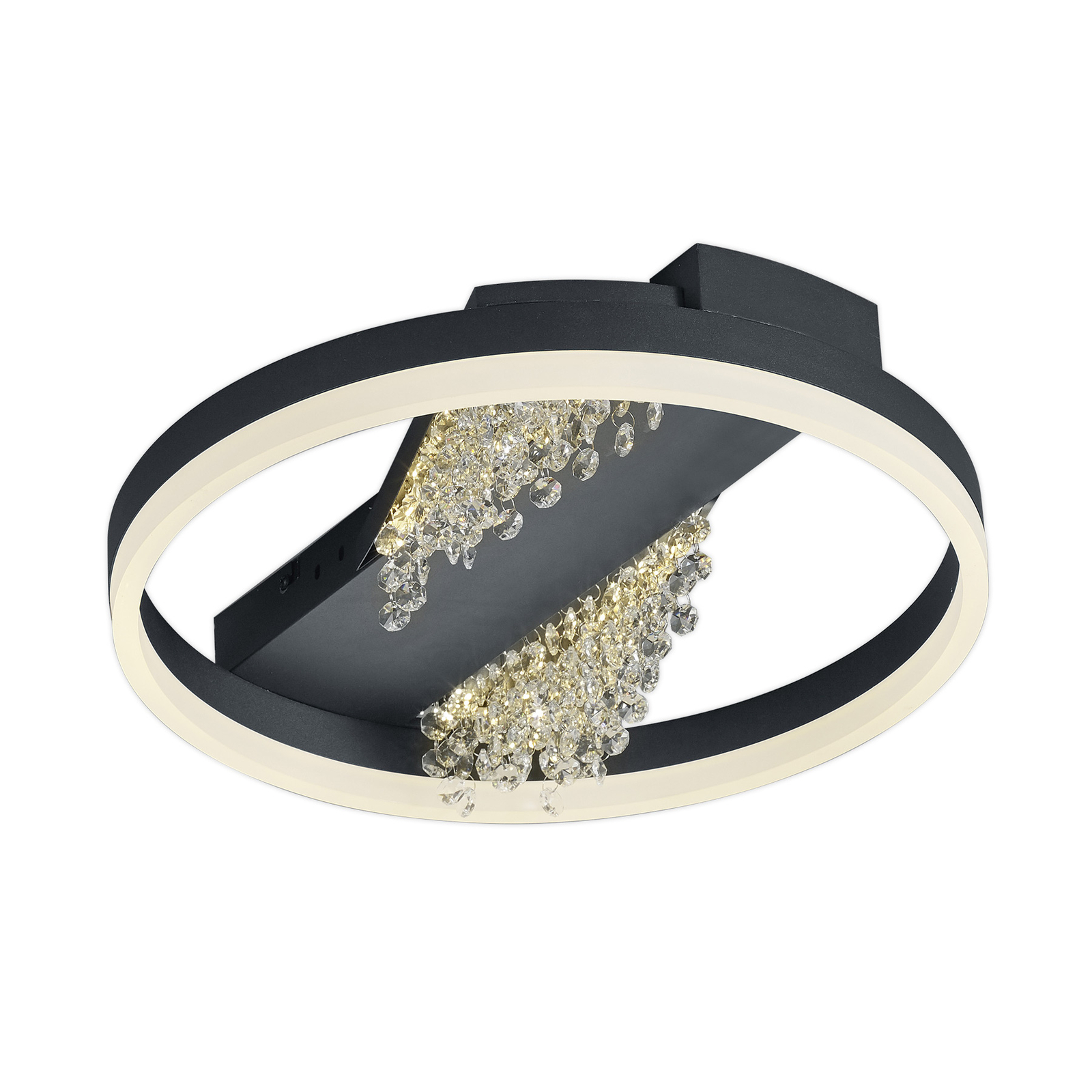 Dunja LED ceiling light with a crystal look, black