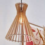 Groa pendant light with wooden struts, conical