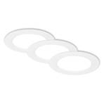 LED recessed light Jeft, Ø12cm, white, set of 3, on/off, rigid