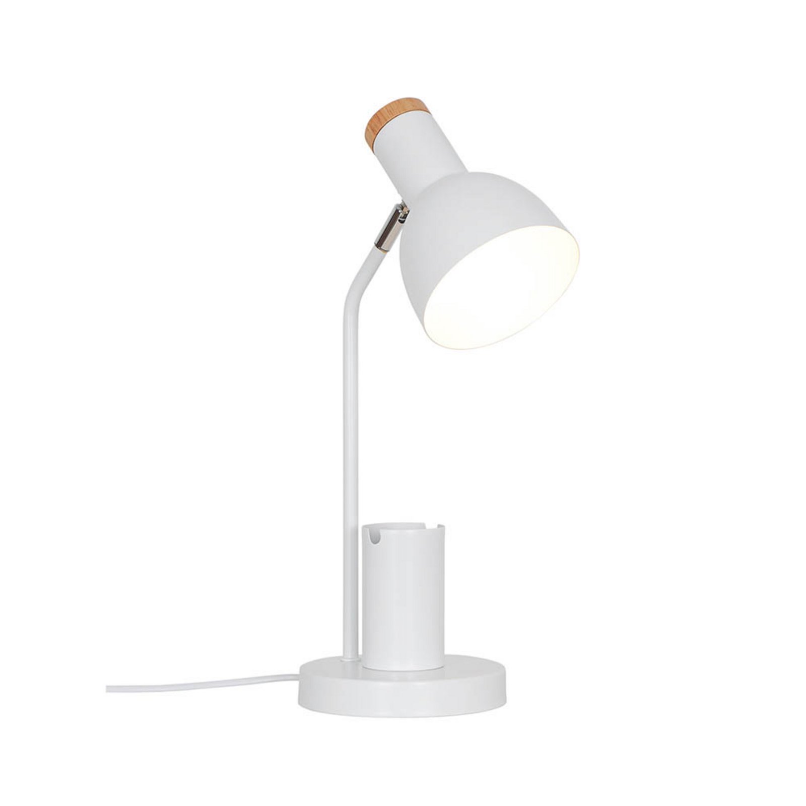 Stolna lampa Devone, bijela, visina 43 cm, metalna