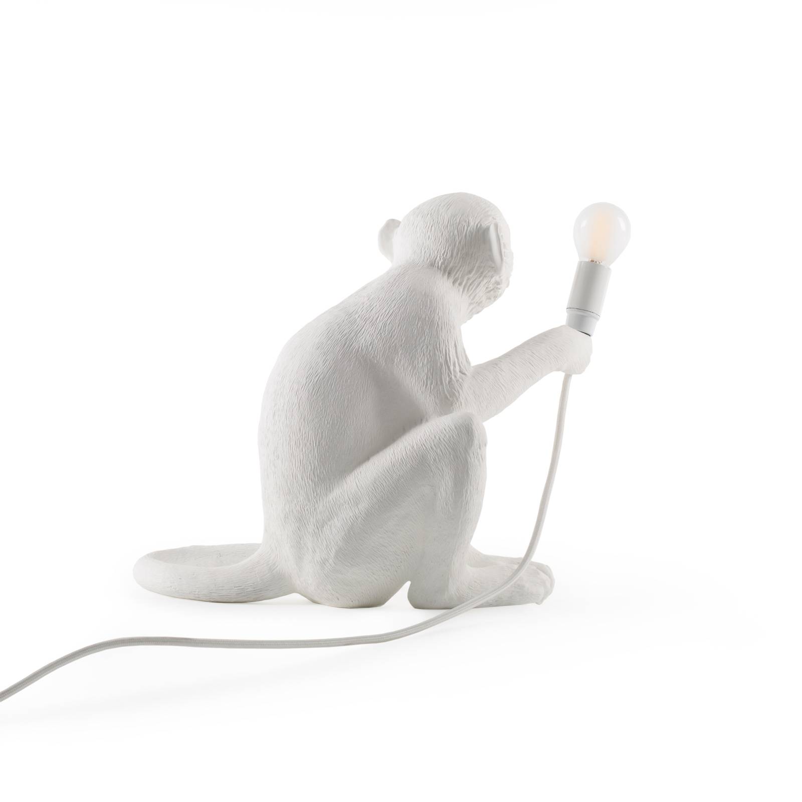 SELETTI LED-dekorterrasslampa Monkey Lamp vit sittande