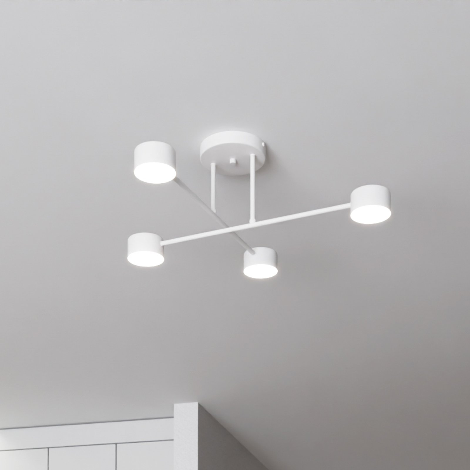 Modus 4 ceiling light, steel, 4-bulb, GX53, white