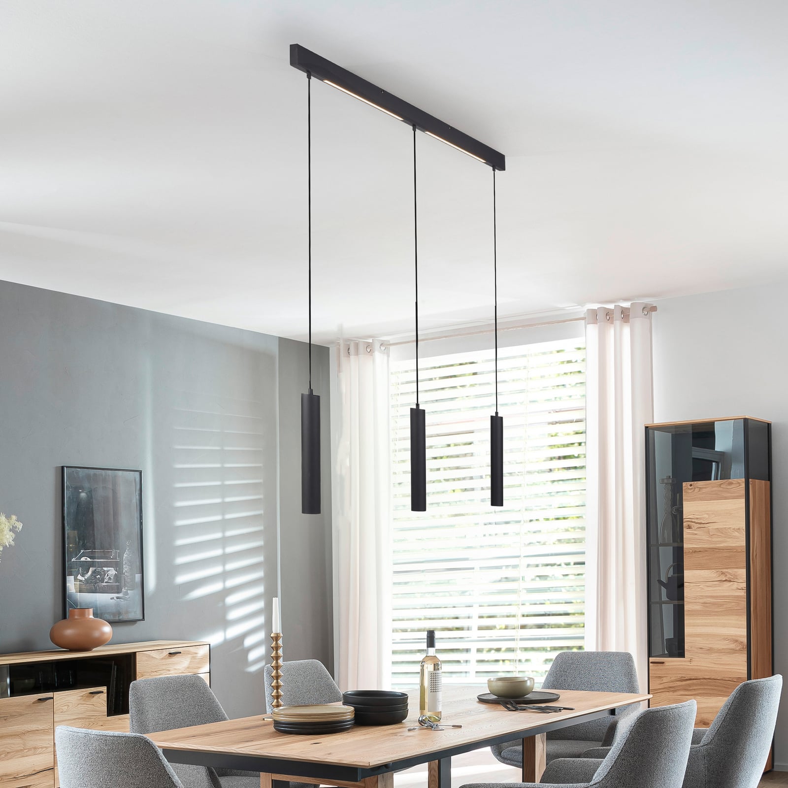 LED viseća svjetiljka DANTE, crna, 3 x GU10, duljina 90 cm, metal