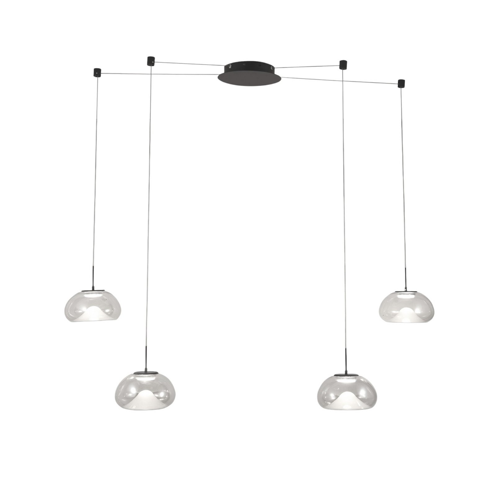 LED pakabinamas šviestuvas Brena, 4 lemputės, skaidrus, stiklas, CCT,