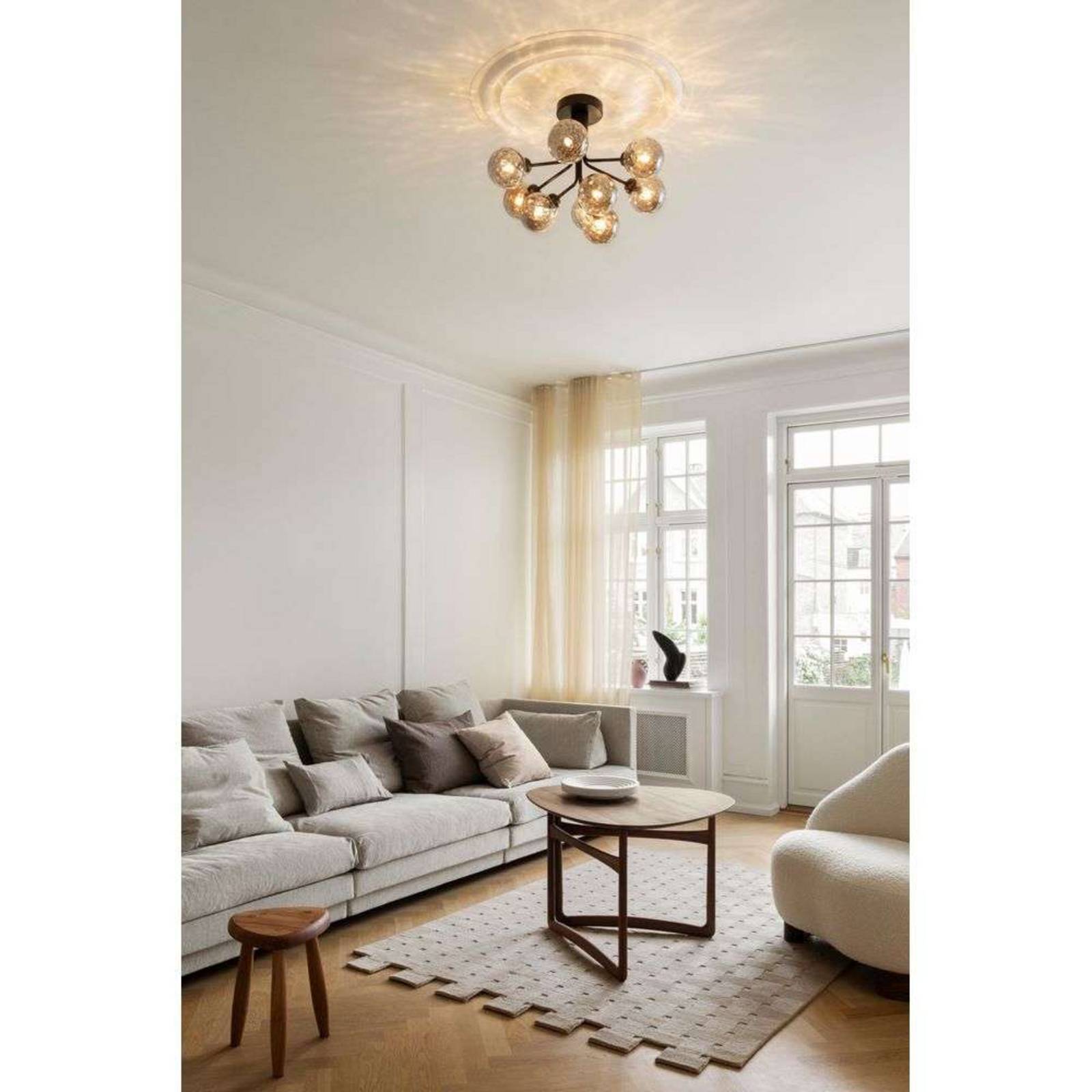 Nuura Lampa sufitowa Apiales 9, Ø 60 cm, czarny/dymnoszary