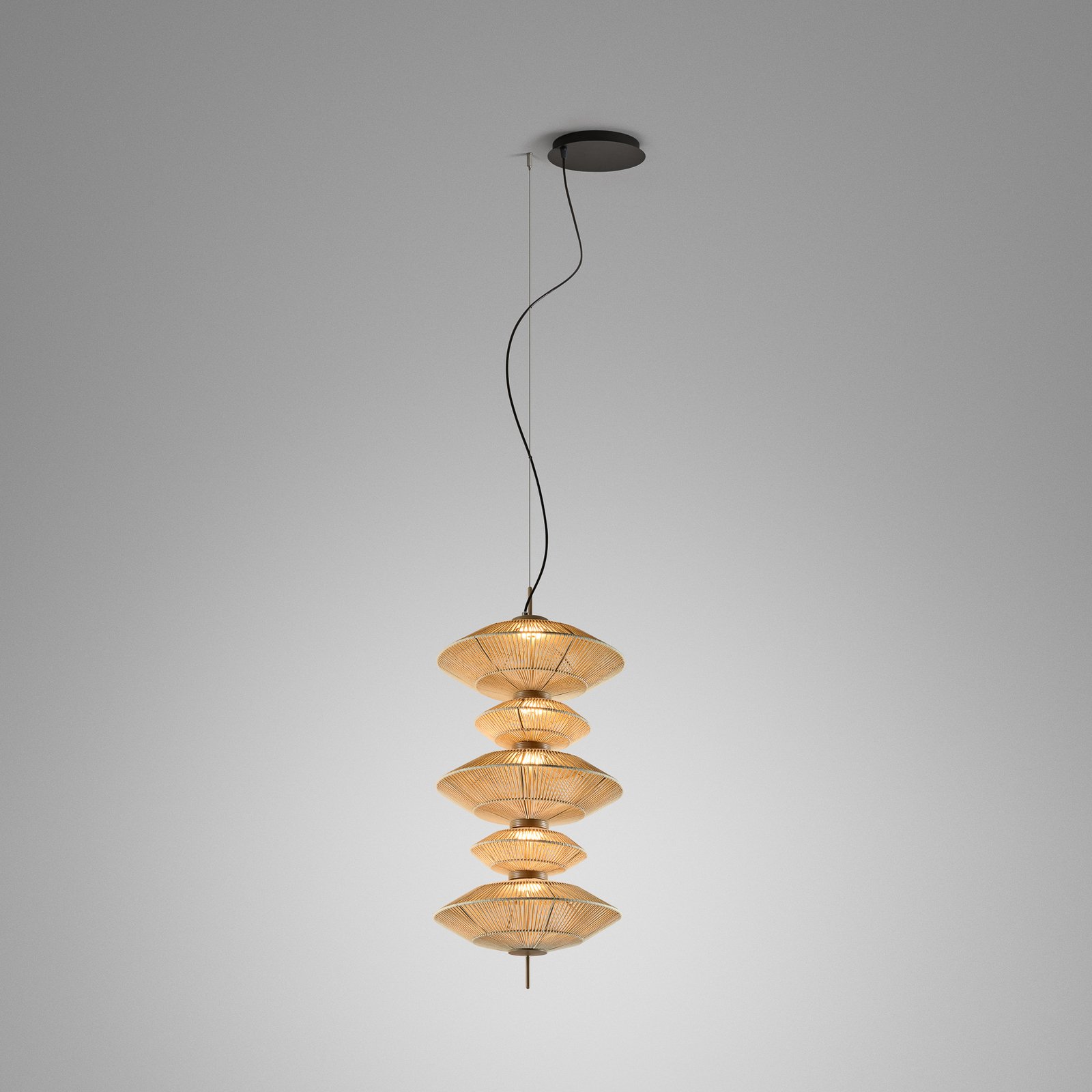 Bover LED pendant light Yuyun S/5C, dimmable 0-10V, beige
