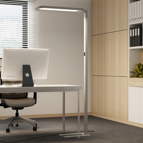 Kantoor LED vloerlamp Matthis met dimmer en sensor
