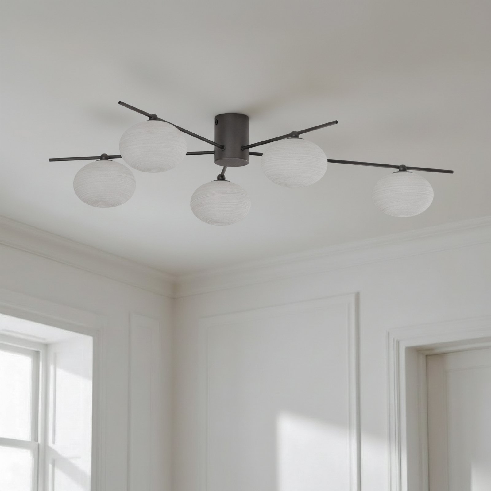 Lindby Valisa plafondlamp, zwart, 5-lamps