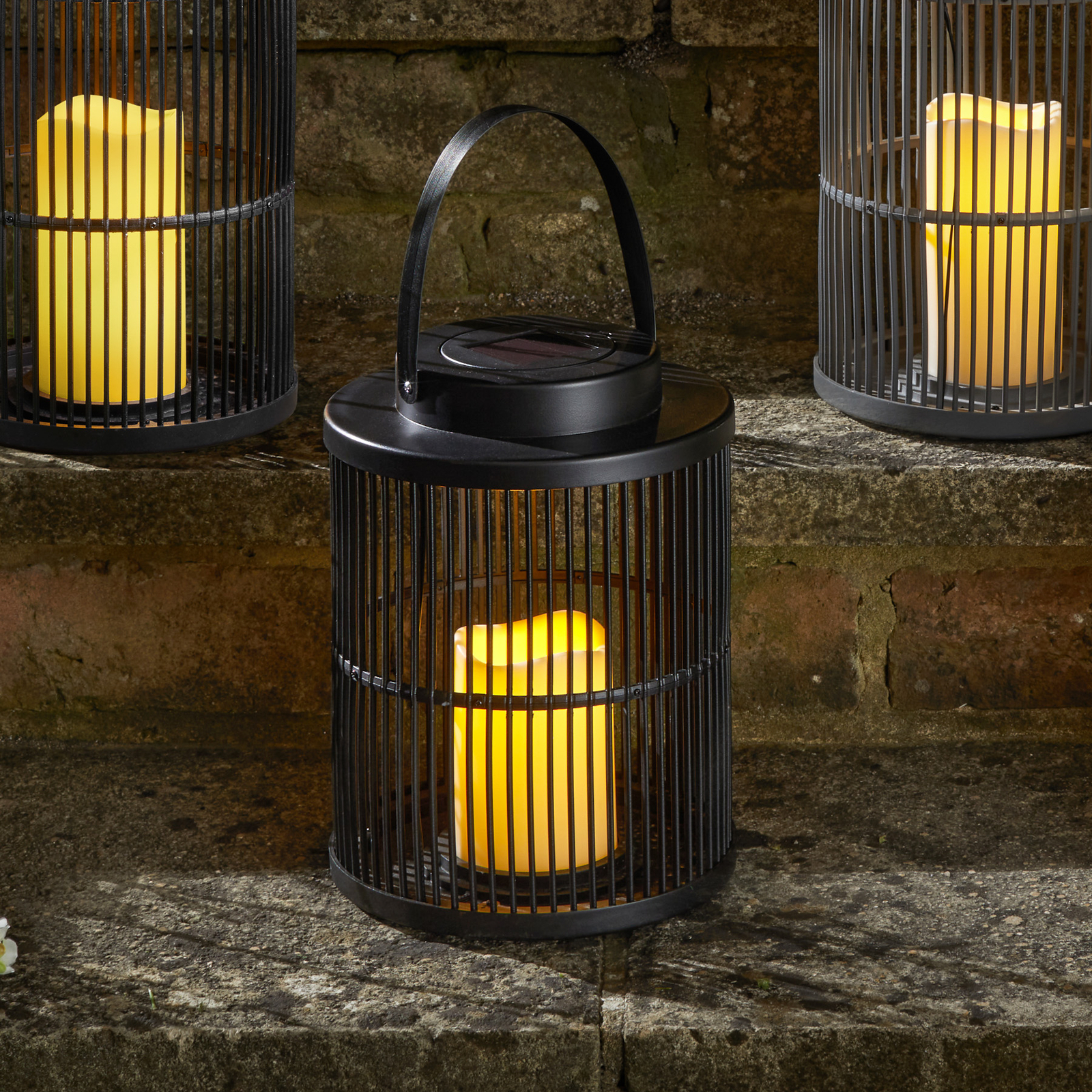 Urbane LED solar lantern, black, height 25 cm