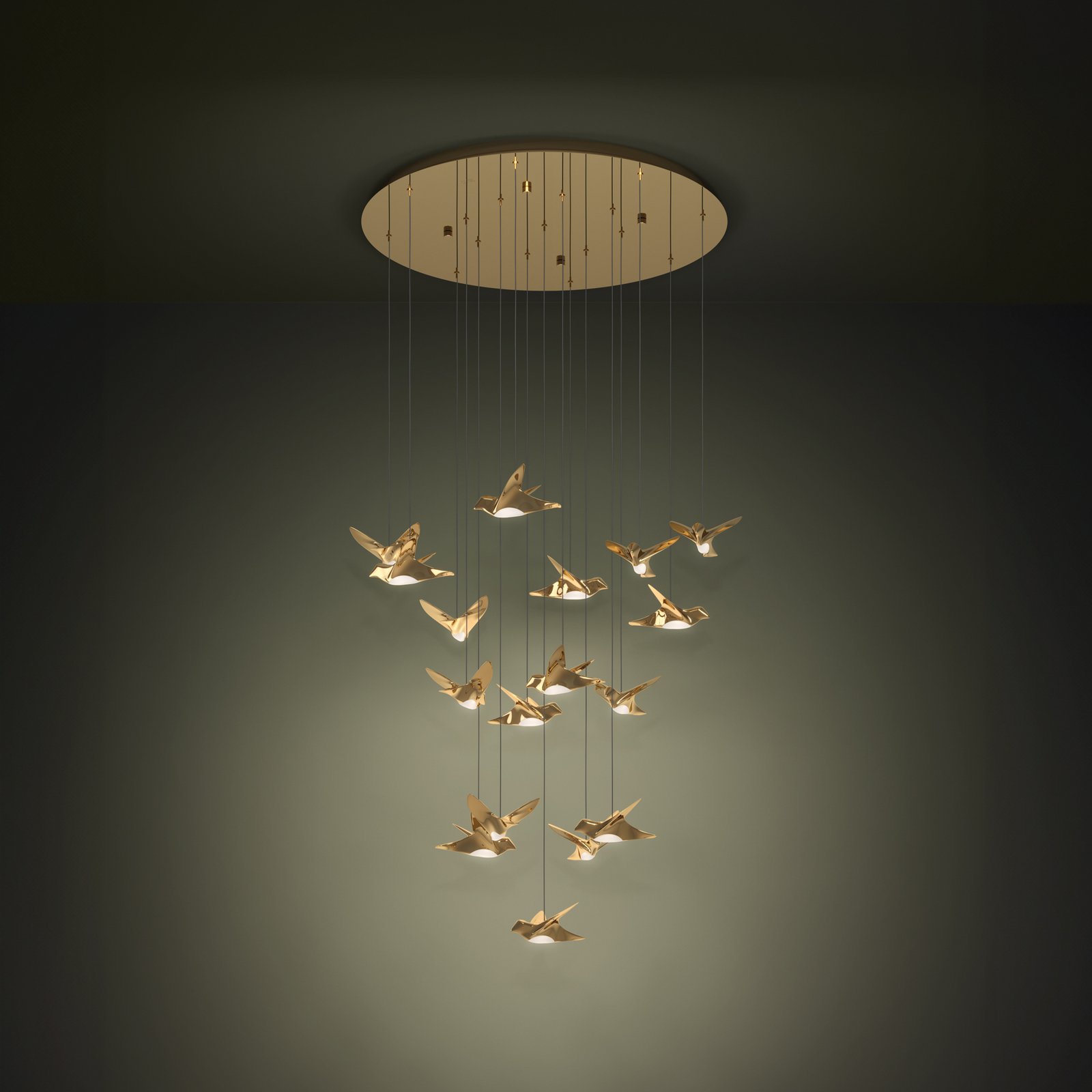 EGLO Stars Of Light LED pendant lamp Paratebueno brass round 17fl
