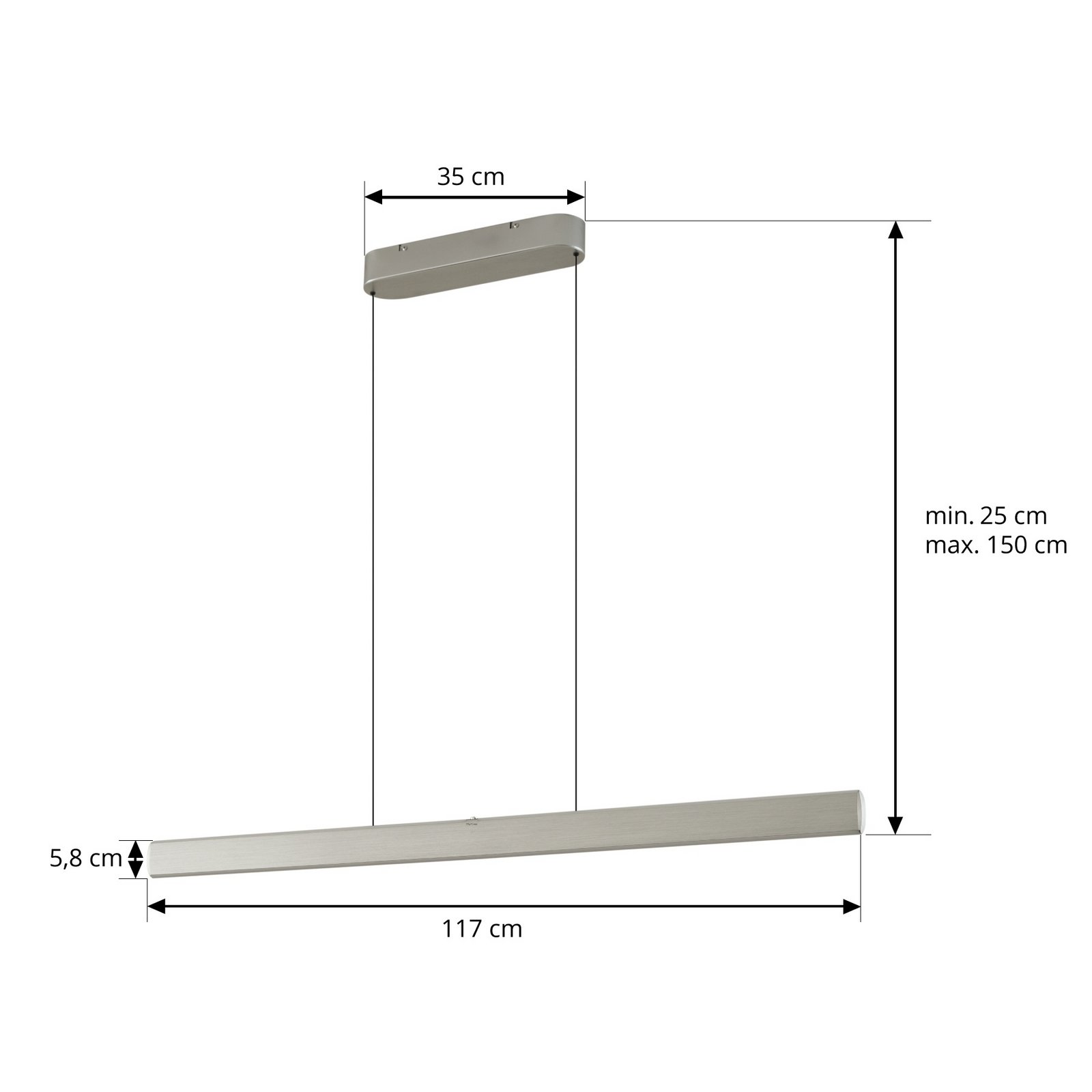 Arvon LED-Hängeleuchte, alufarben, 117 cm, CCT - Lucande Arvon LED-Hängeleuchte, alufarben, 117 cm, CCT - Lucande