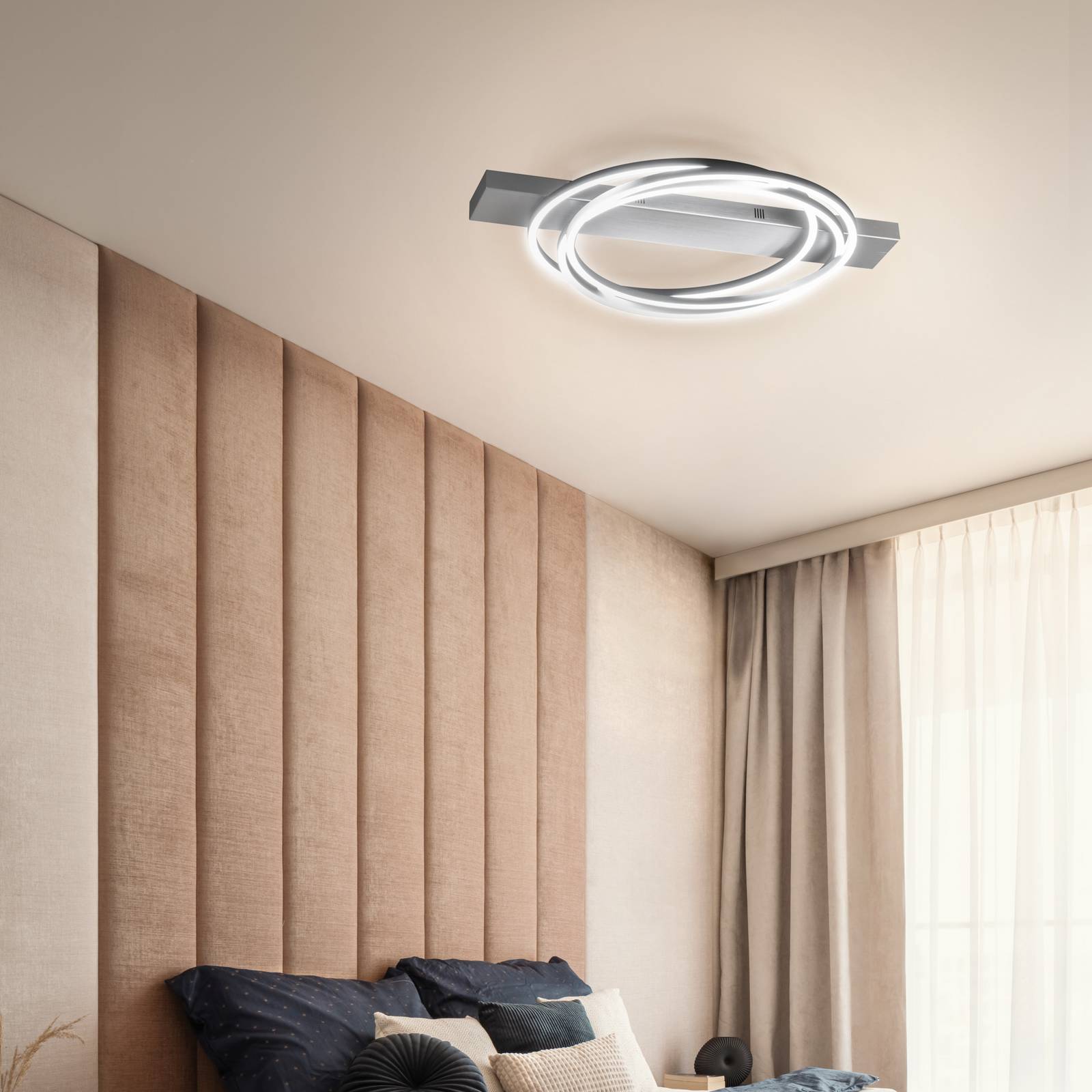 LED-Deckenlampe Kiku, Länge 76 cm, aluminiumfarben, Metall günstig online kaufen