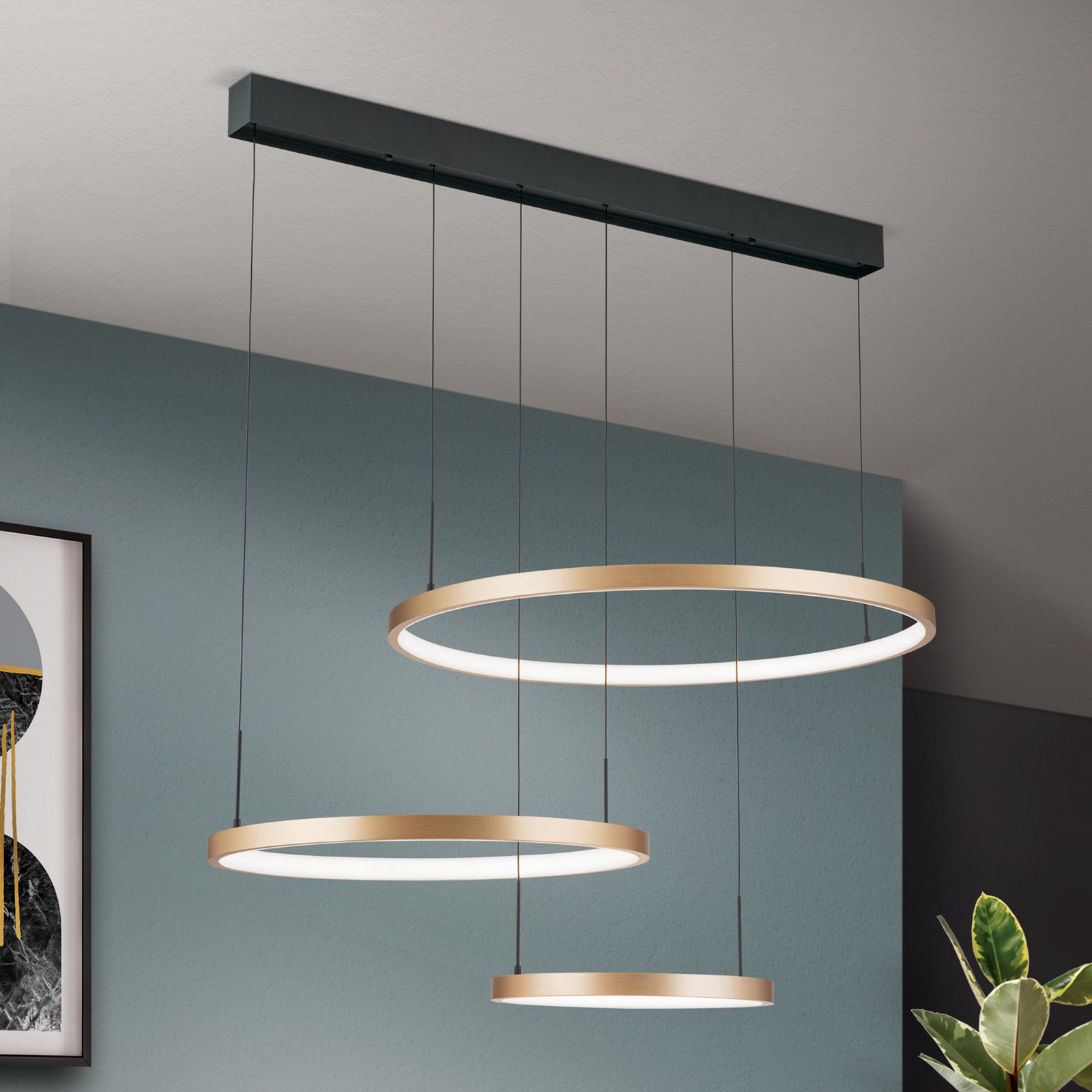 ORION Sphere lampă suspendată LED 3 becuri negru/auriu - Camera de zi / sufragerie - modern - negru auriu mat alb - Metal