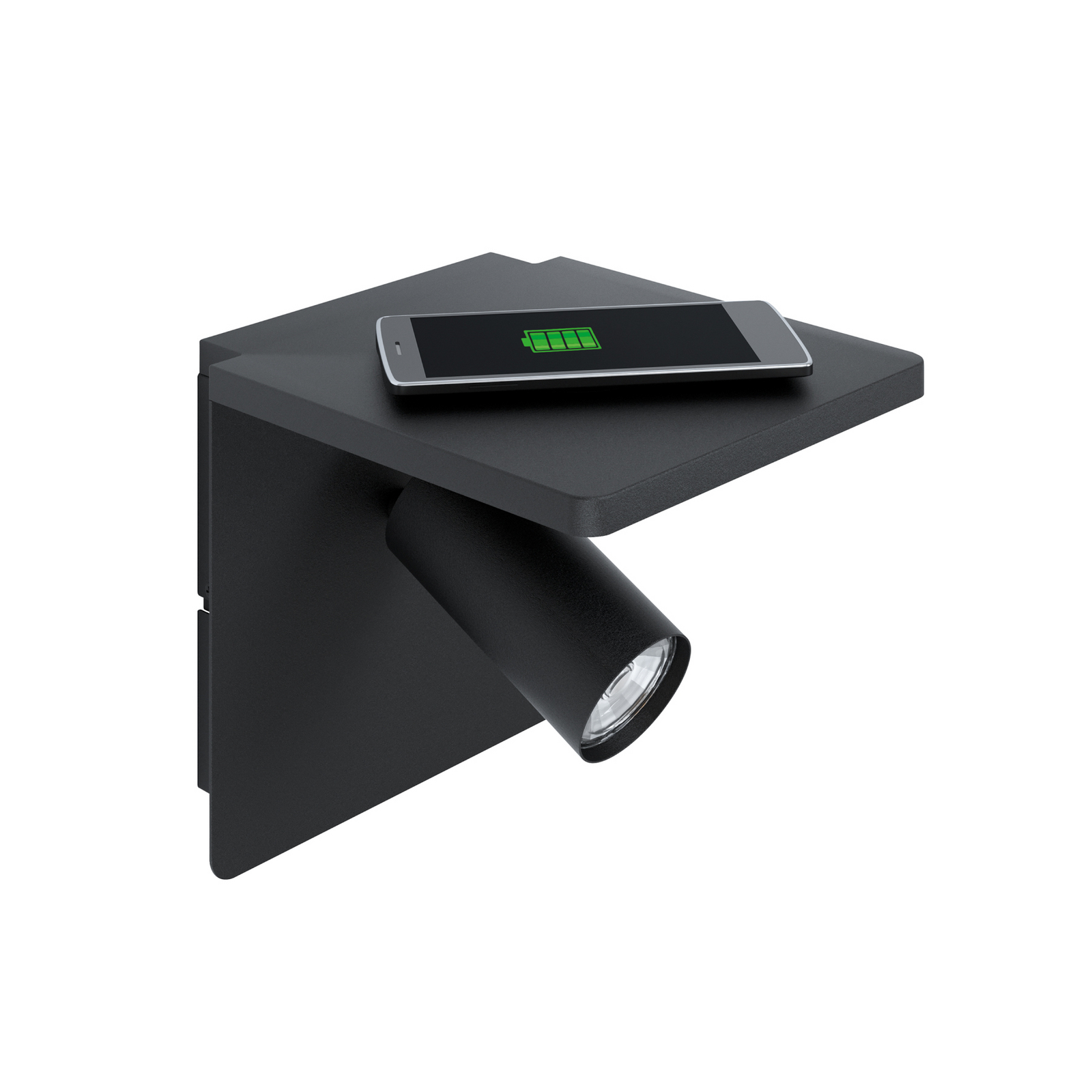 LED-seinäkohdevalo Ciglie musta, QI-lataustoiminto