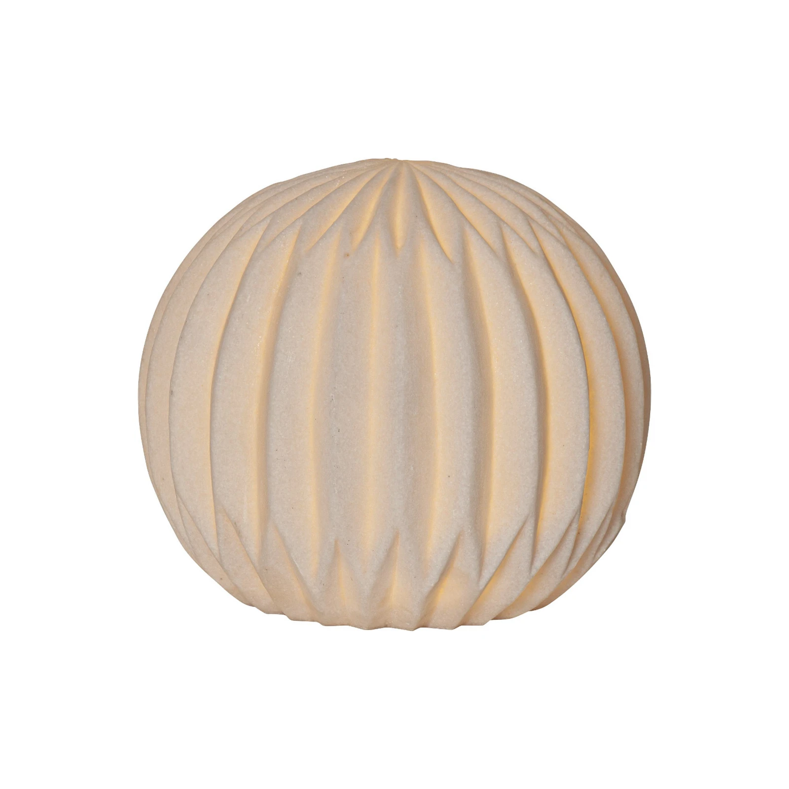 LED terasová lampa Sandy, Ø 25,5 cm biela plastová batéria