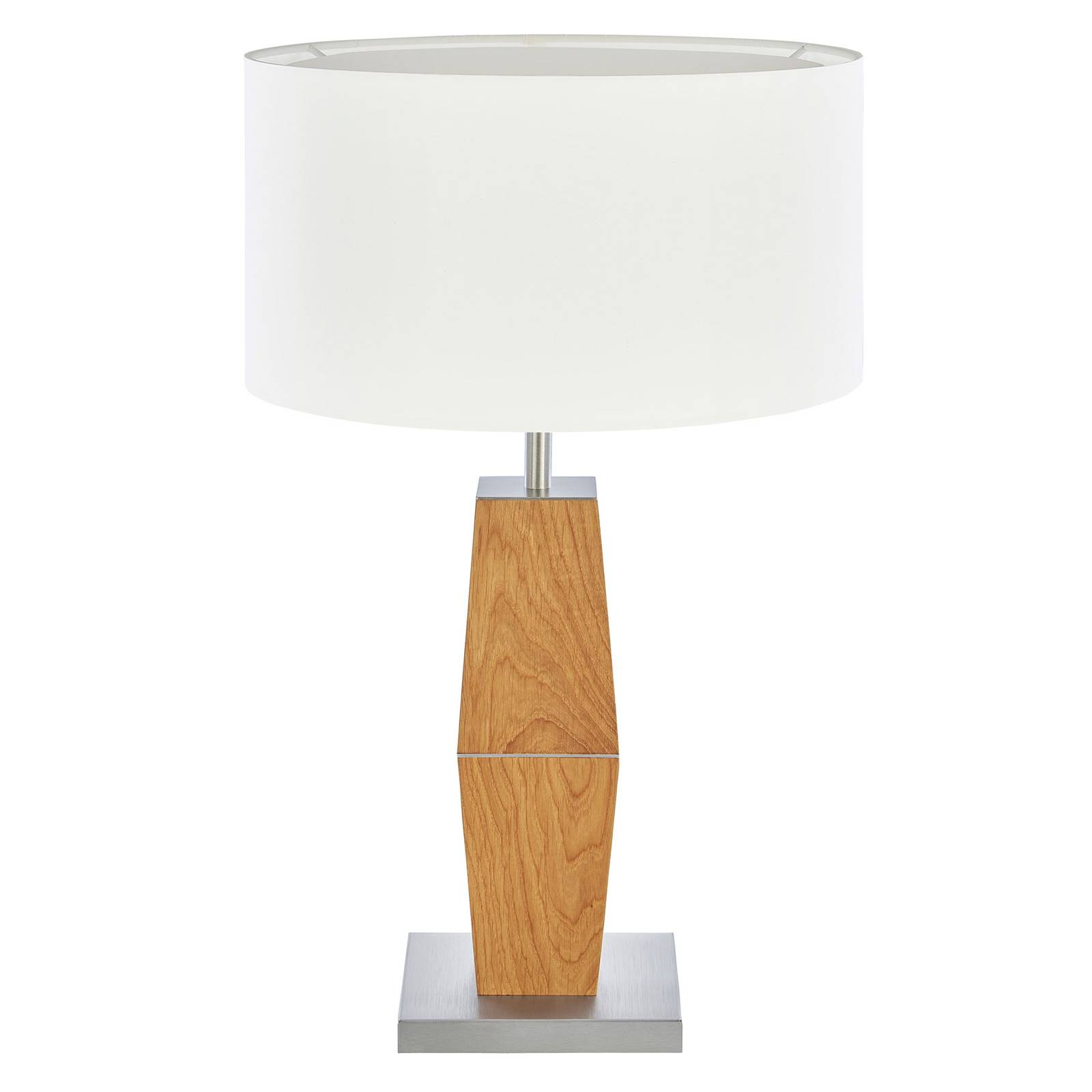 HerzBlut Marla buffet lamp, oak oiled white 57cm, for Living / Dining Room, oak wood, iron, cotton, E27, 60 W, H: 57 cm
