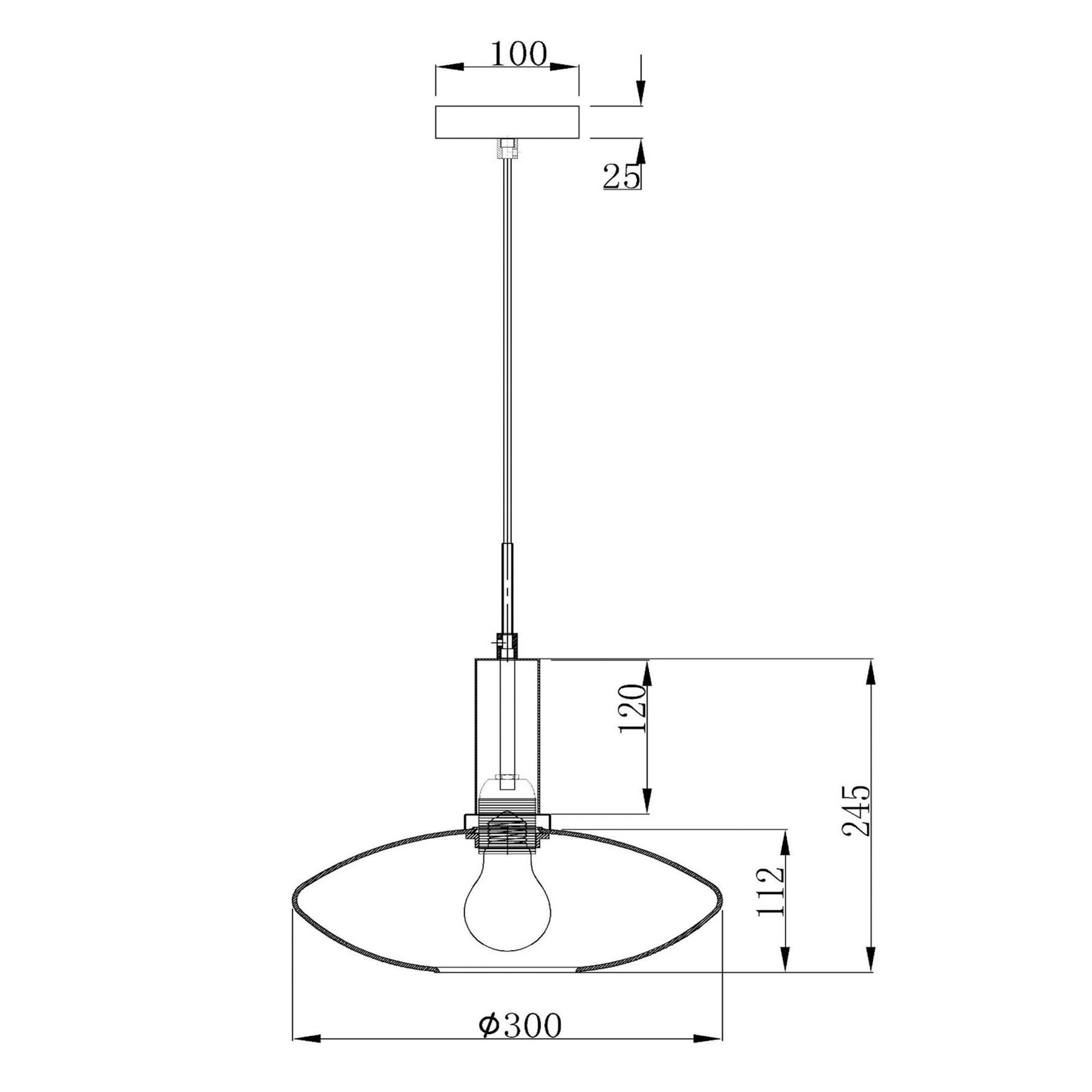 Singala piekaramais gaismeklis, Ø 30 cm, stikls, 1 gaisma, opāls, E27