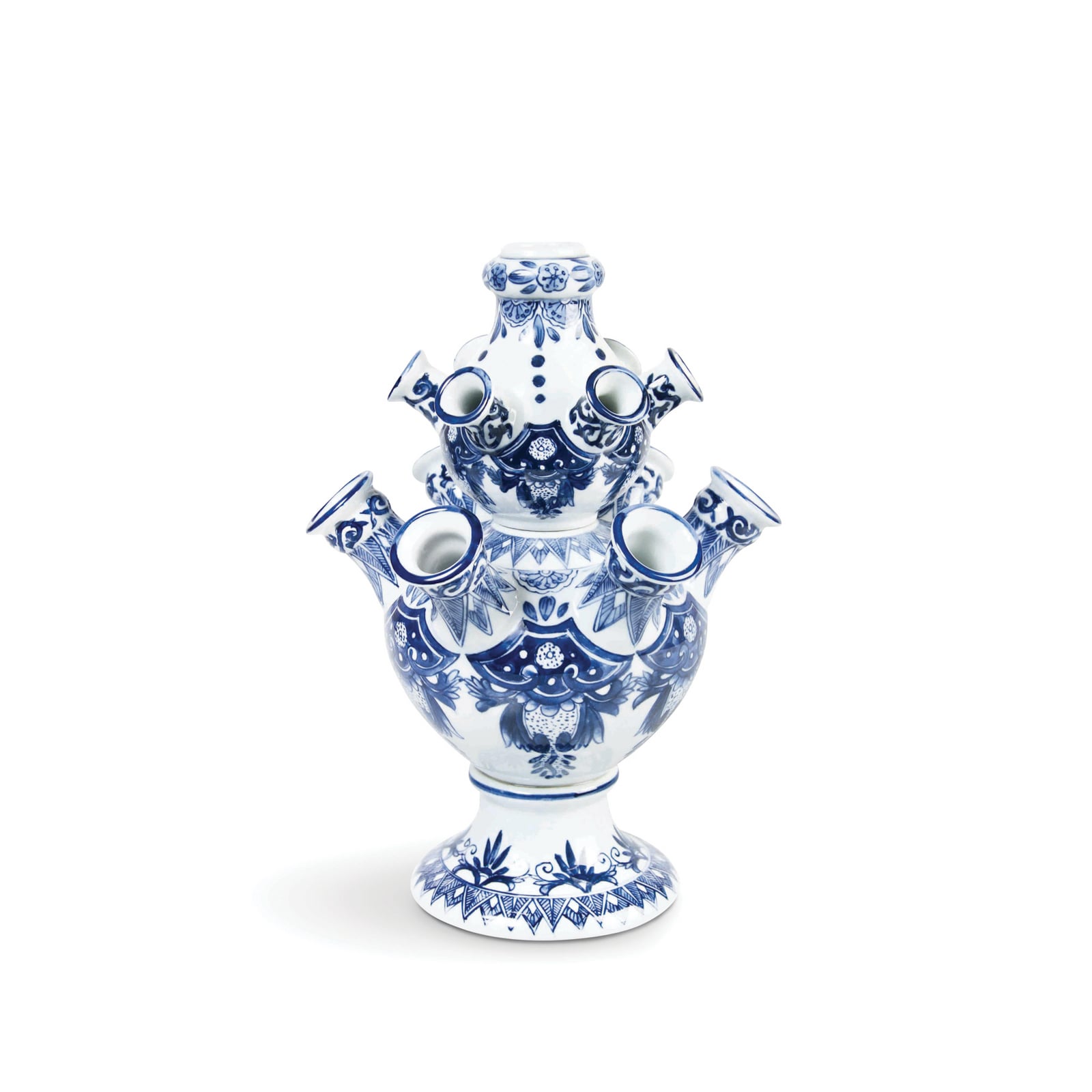 Tulip Pyramid-vase, lille, blå/hvid, porcelæn – &Klevering