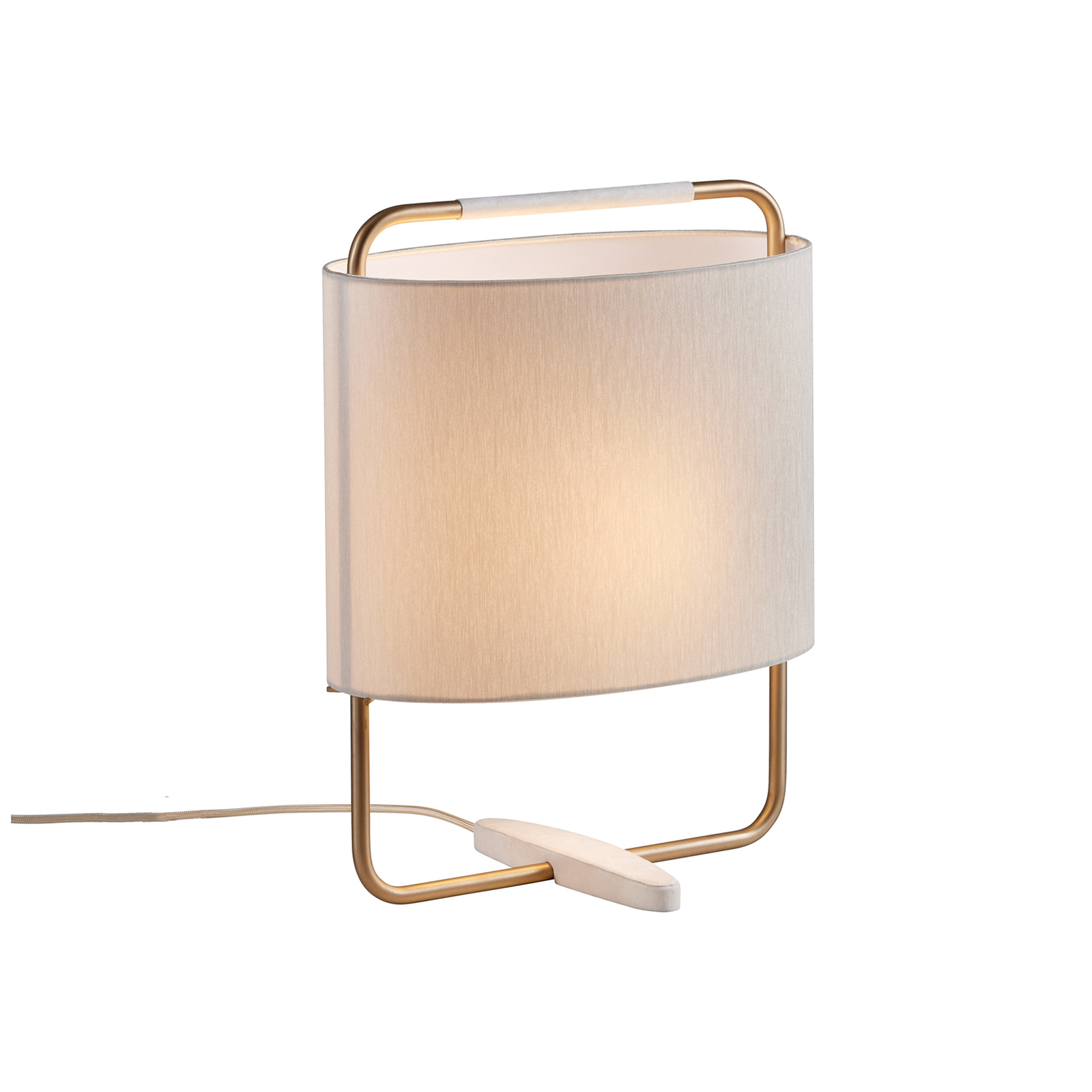 Candeeiro de mesa Margot, altura 44cm, bege, dourado, branco