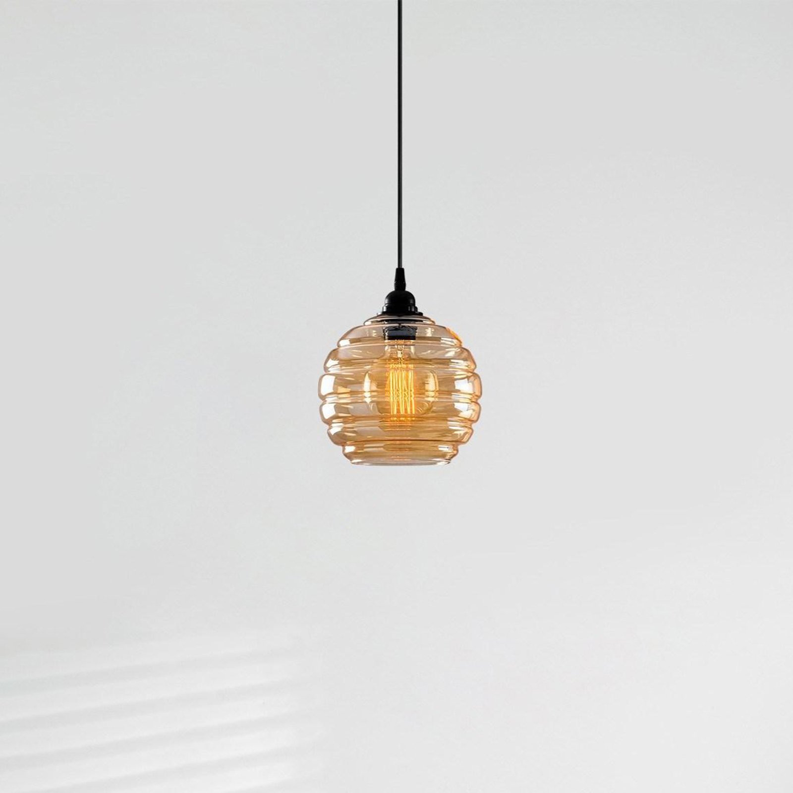 Pendant light Gold 010, gold-transparent, glass, Ø 20 cm