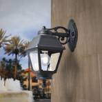 Bisso/Mary outdoor wall light, black, clear cover 2,700 K