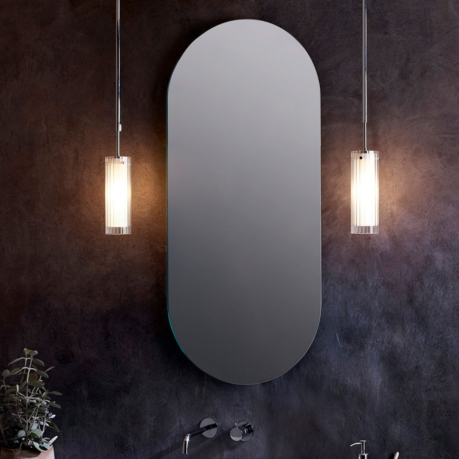 Astro Ottavino hanging light with glass lampshade, for Bathroom, borosilicate glass, metal, E14, 5 W, energy efficiency: A++