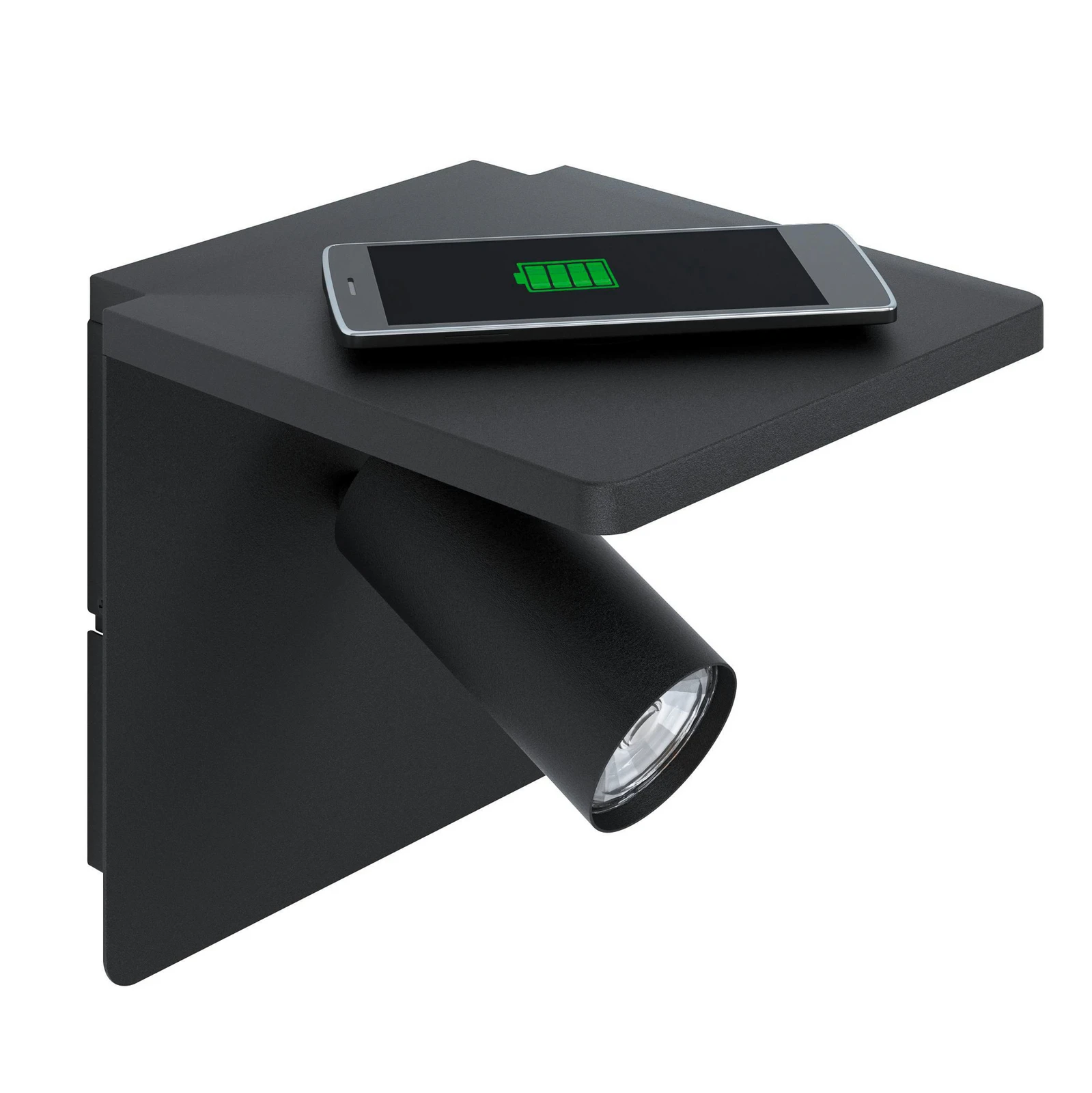 Projetor de parede LED Ciglie, preto, com função de carregamento QI